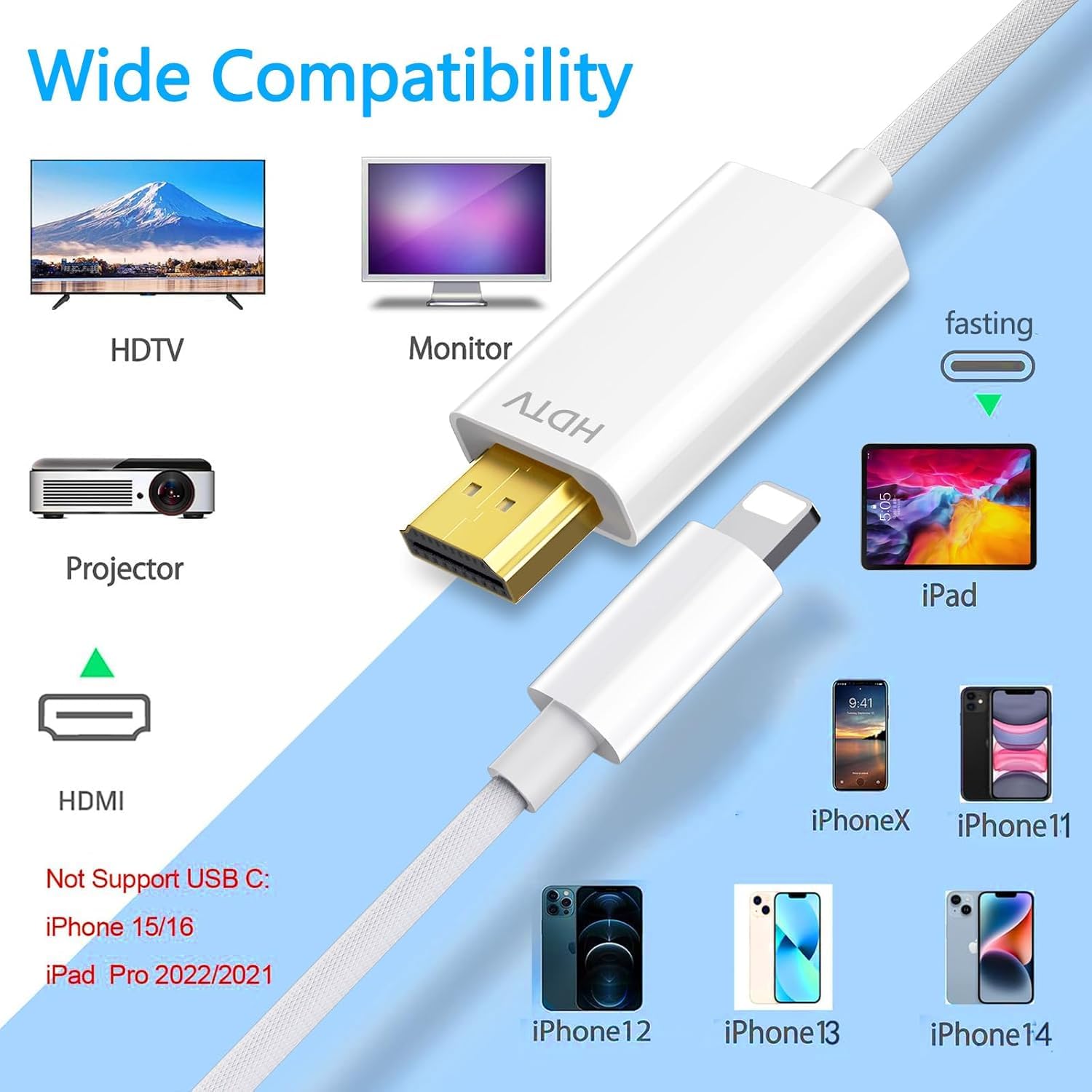 Thumbnail 1 de Vecbmn RM-2M-HDMI HDMI-kabel voor iPhone, iPad en iPod, 2 m, 1080p