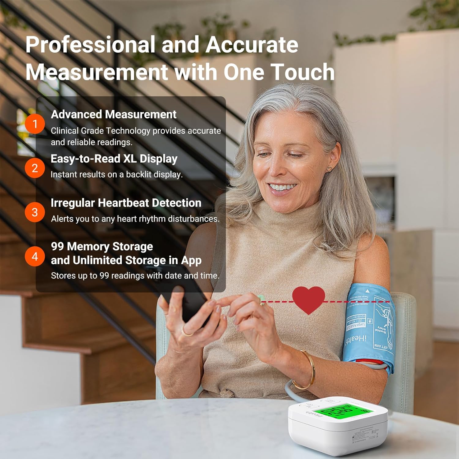 Detalle de iHealth Track Smart Upper Arm Blood Pressure Monitor with Wide-Range Cuff