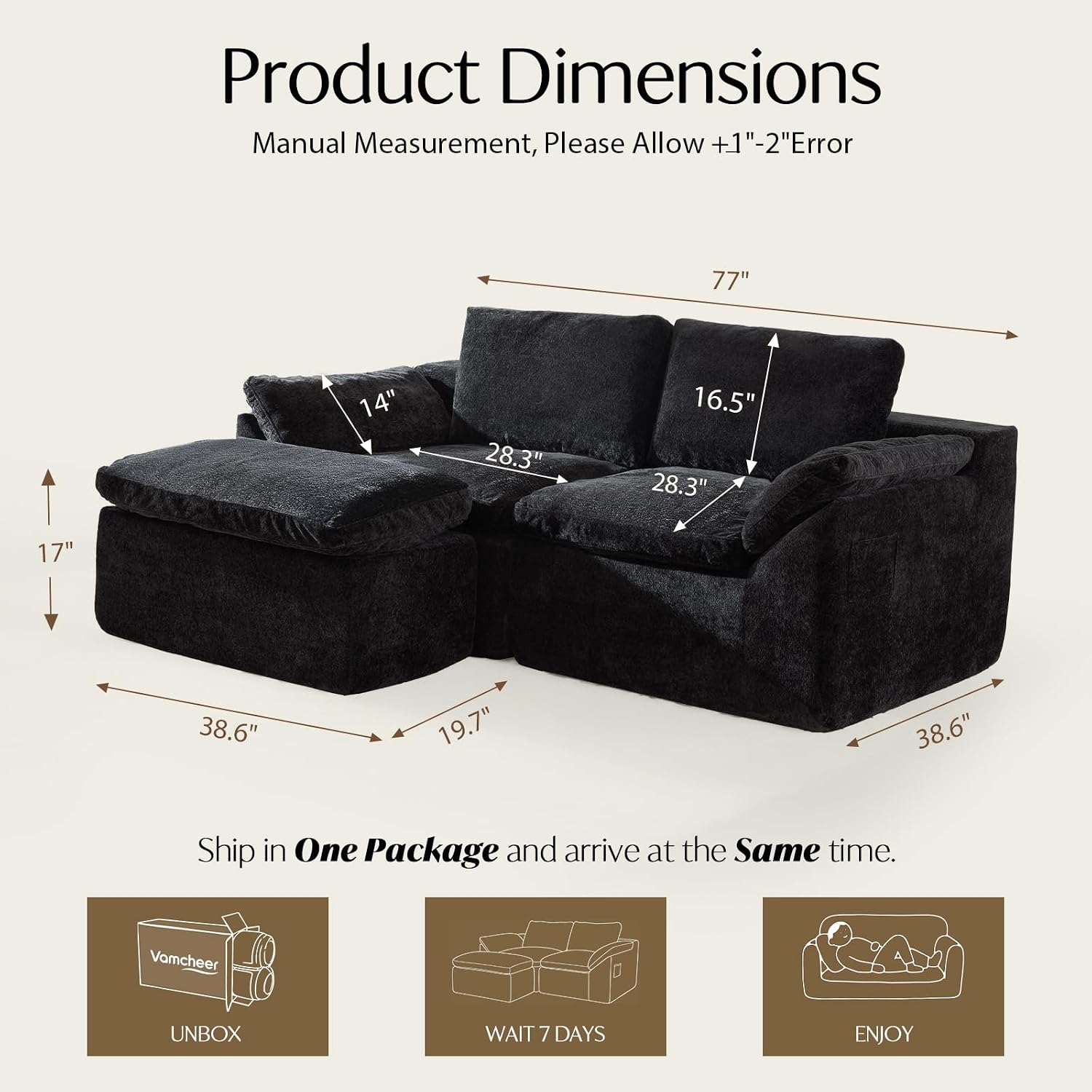 Detalle de Vamcheer Boneless Loveseat 58" x 77" x 25