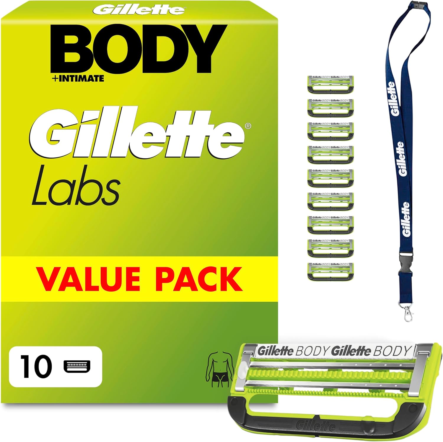 Detalle de Gillette Labs Body + Intime Lames de Rasoir Homme x10 — Rechargez votre rasage corporel en toute confiance