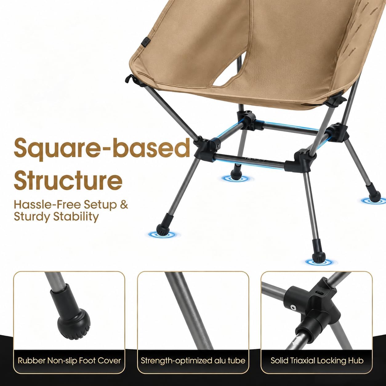 Detalle 2 de MOON LENCE SFplus Plus Camping Chair, Lightweight Folding Design, 330 lb Capacity