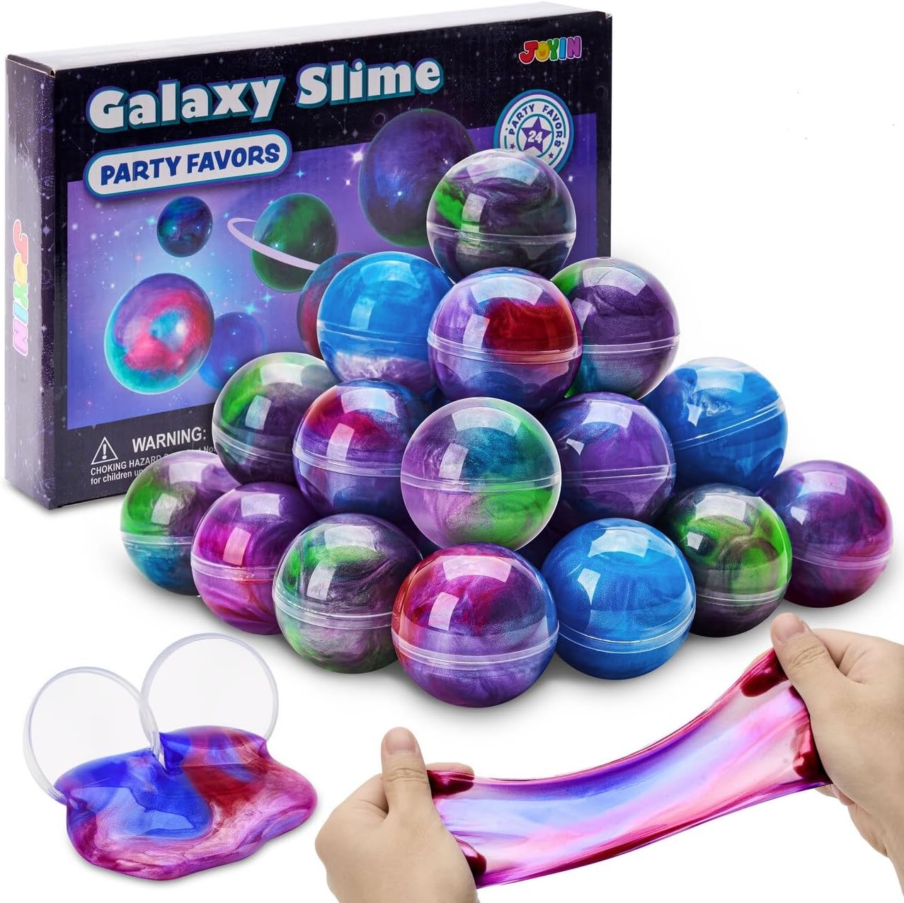 Detalle de JOYIN Slime Kit 24 Pack Galaxy Slime Balls – Non-Sticky, Mess-Free Party Favors