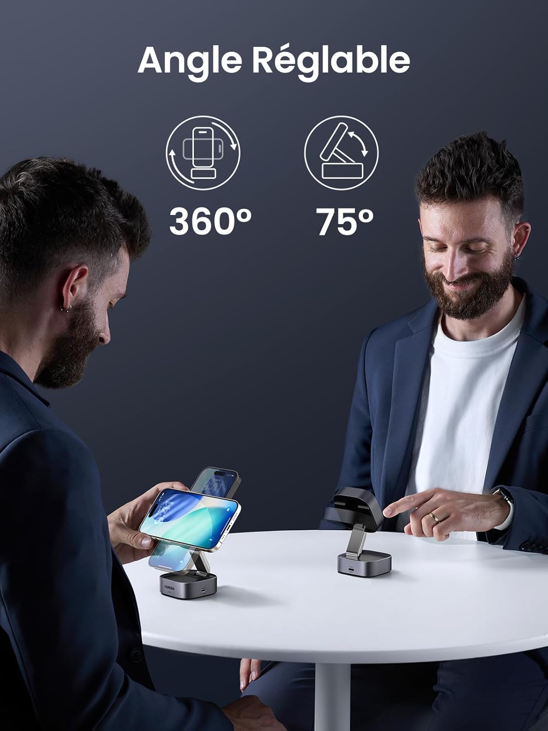 Thumbnail 6 de UGREEN MagFlow Qi2 15W Chargeur Induction 2 en 1 – MagSafe et AirPods, pliable et ajustable