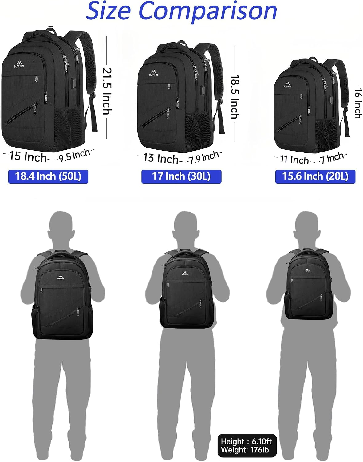 Thumbnail 6 de MATEIN Rucksack Herren 17 Zoll Laptoprucksack