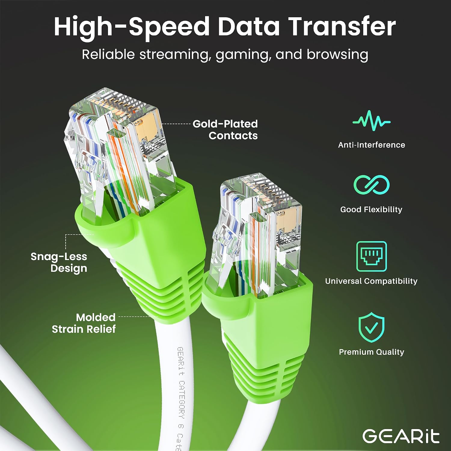 Detalle de GEARit Cat6 Outdoor Ethernet Cable (30 Meters) – Direct Burial, Waterproof, UV Jacket