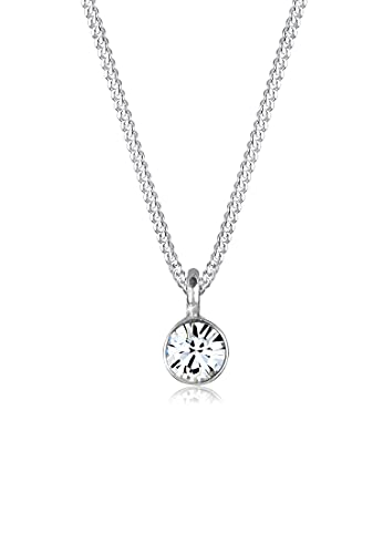 Detalle de Elli Halskette Damen Basic Solitär mit Kristall aus 925 Sterling Silber