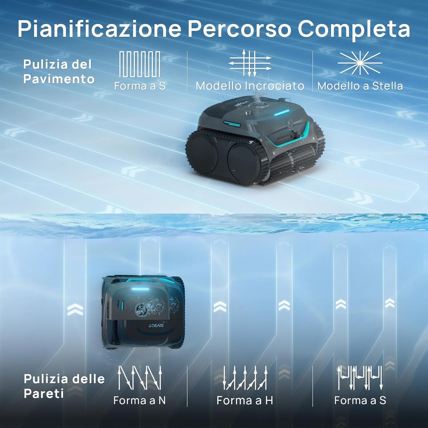 Detalle de WYBOT C2 Vision-A Wireless: Robot Piscina con Telecamera AI e Pulizia Completa per Piscine Fuori Terra