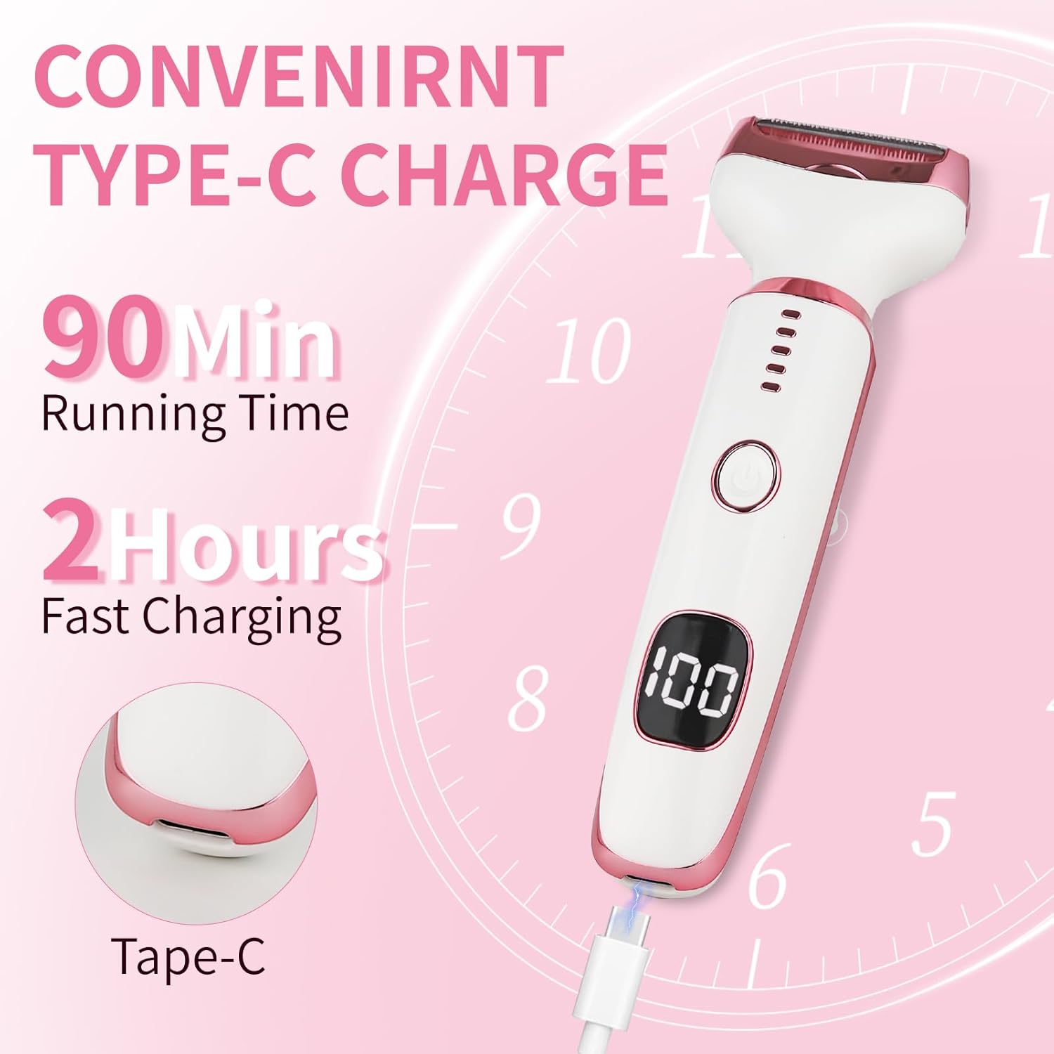 Detalle de Beanify 4-in-1 Electric Razor with LED Display — Wet/Dry, USB-C, IPX7