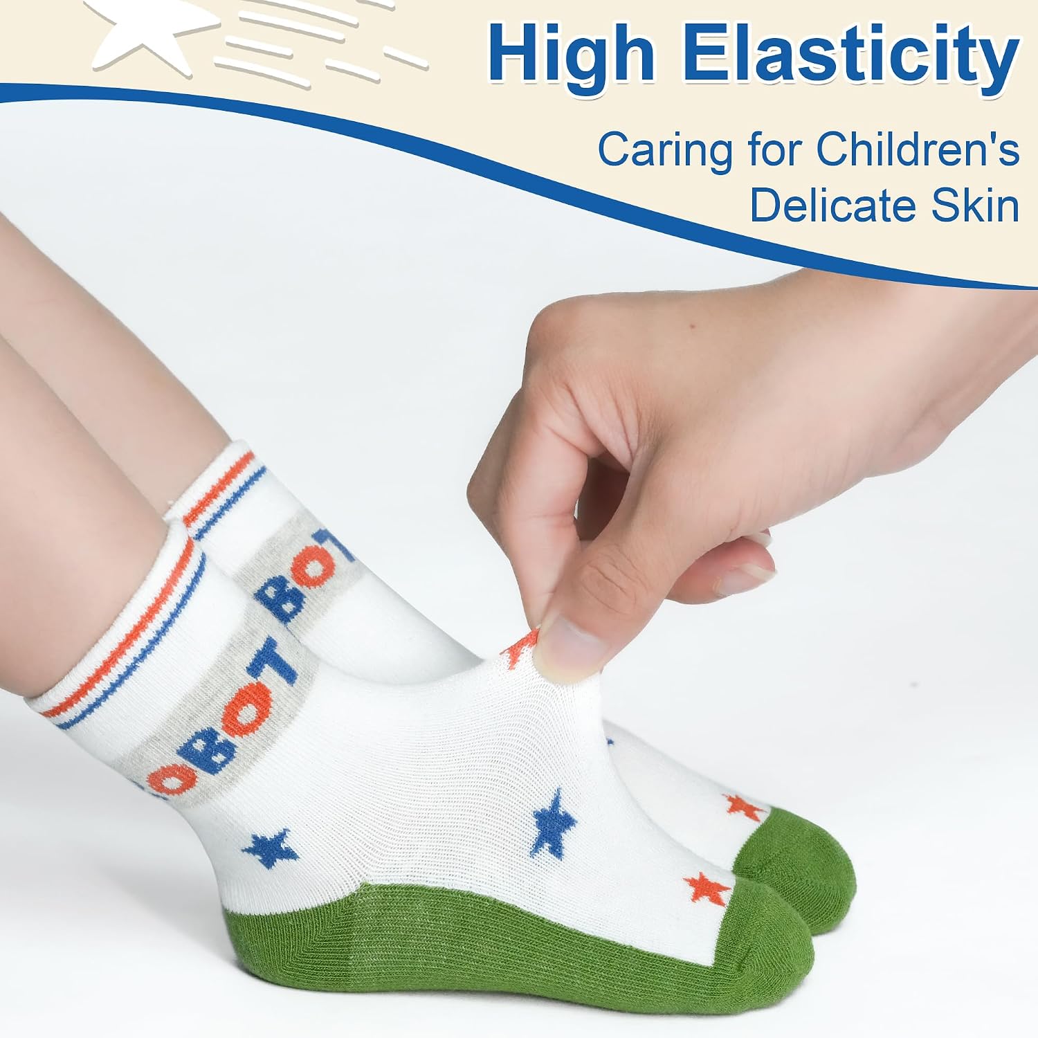 Detalle de GENTABY 12 Pairs Boys Crew Socks (Organic Cotton) – Cartoon & Striped Toddler Socks for Ages 1–7