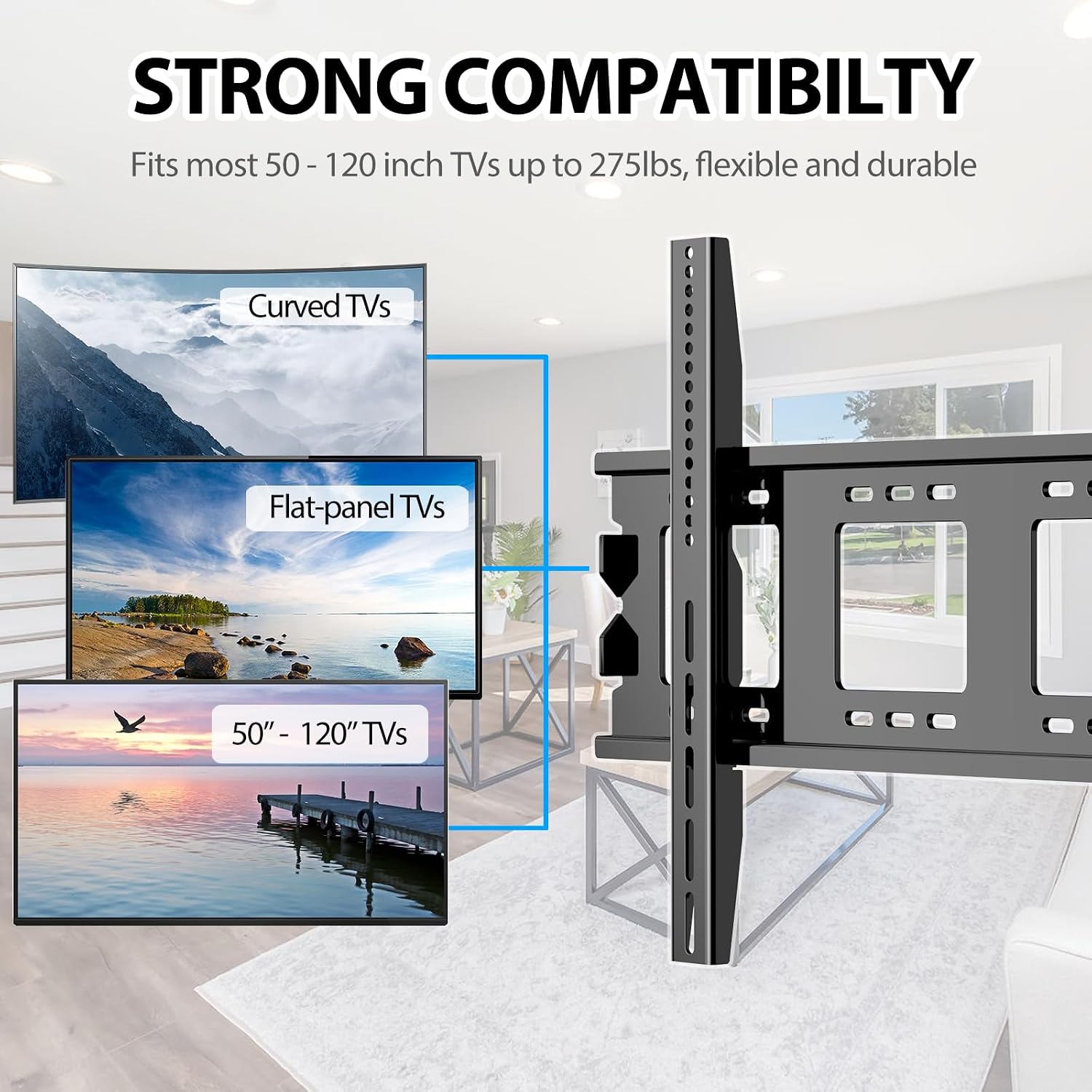 Detalle 2 de JXMTSPW TV Wall Bracket Fixed for 50–120 inch TVs: Heavy-Duty, Ultra-Slim, VESA 900x600