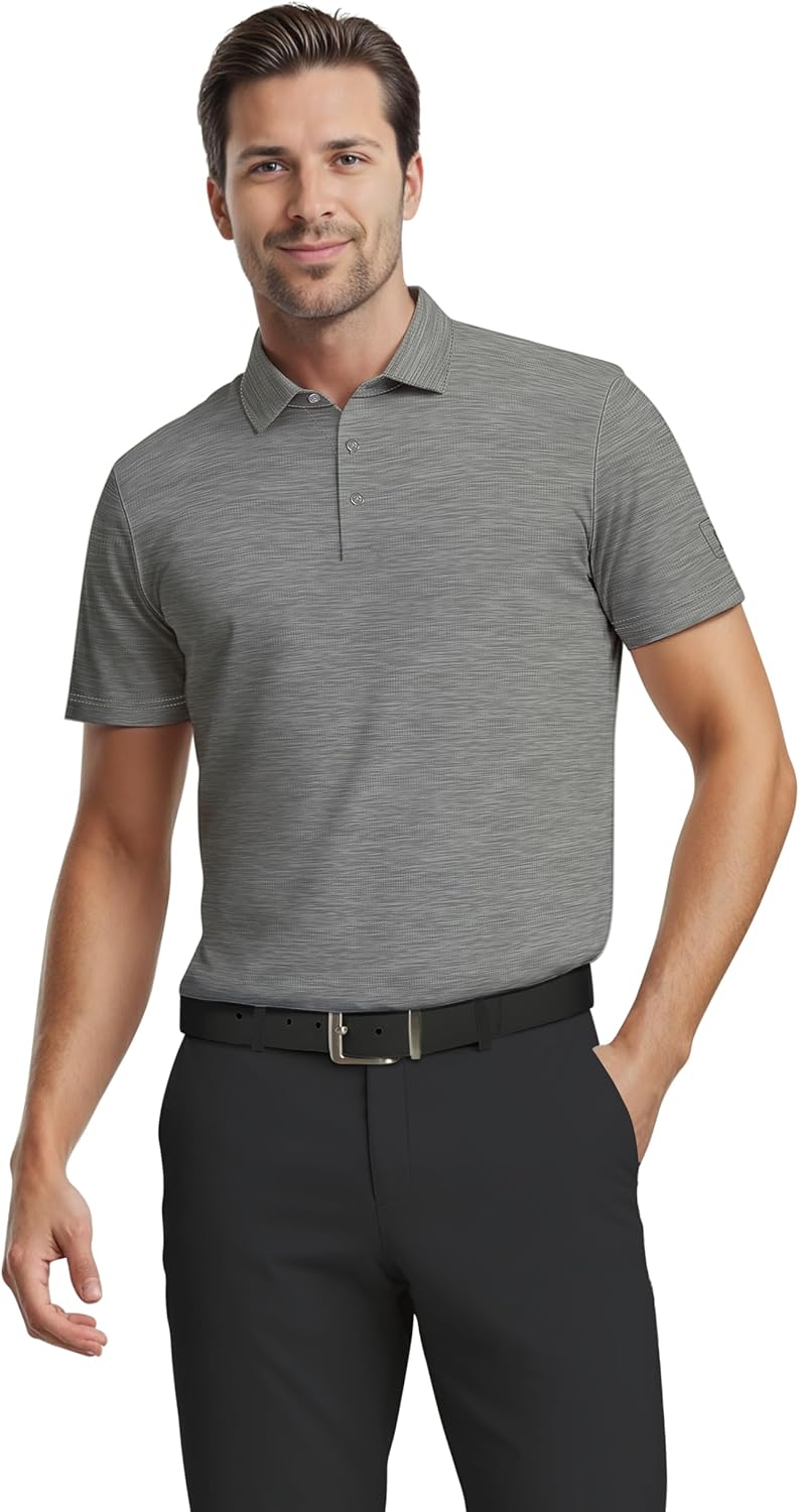 Thumbnail 6 de PGA Tour Men’s Airflux Jaspe Cotton Short Sleeve Golf Polo Shirt