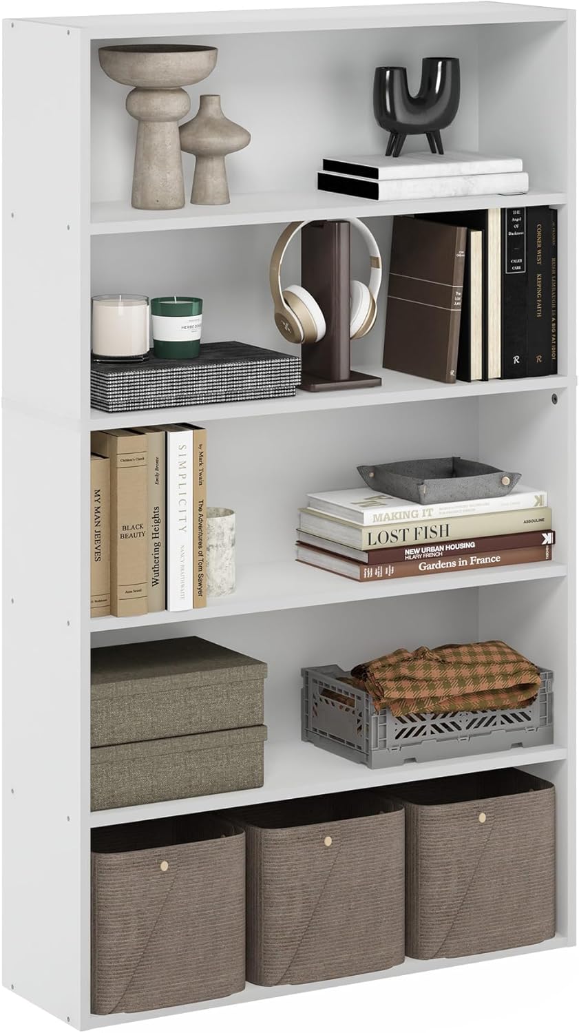 Detalle de Furinno PASIR Libreria A 5 Ripiani: stile minimalista e praticità per living, camera o studio