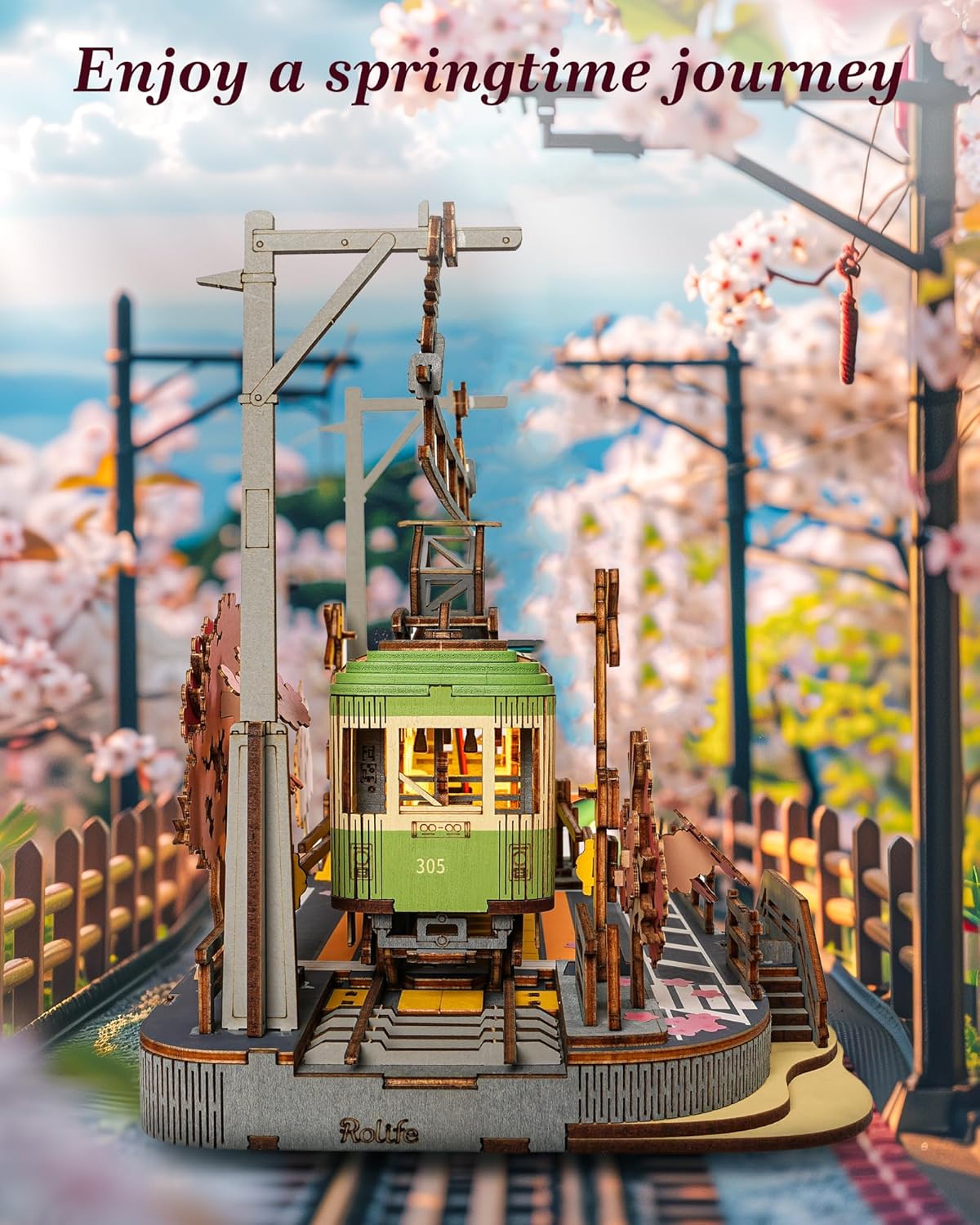 Thumbnail 1 de Rolife 3D Puzzle Voyage de Sakura (en bois) avec LED – Sakura Densya avec scène animée