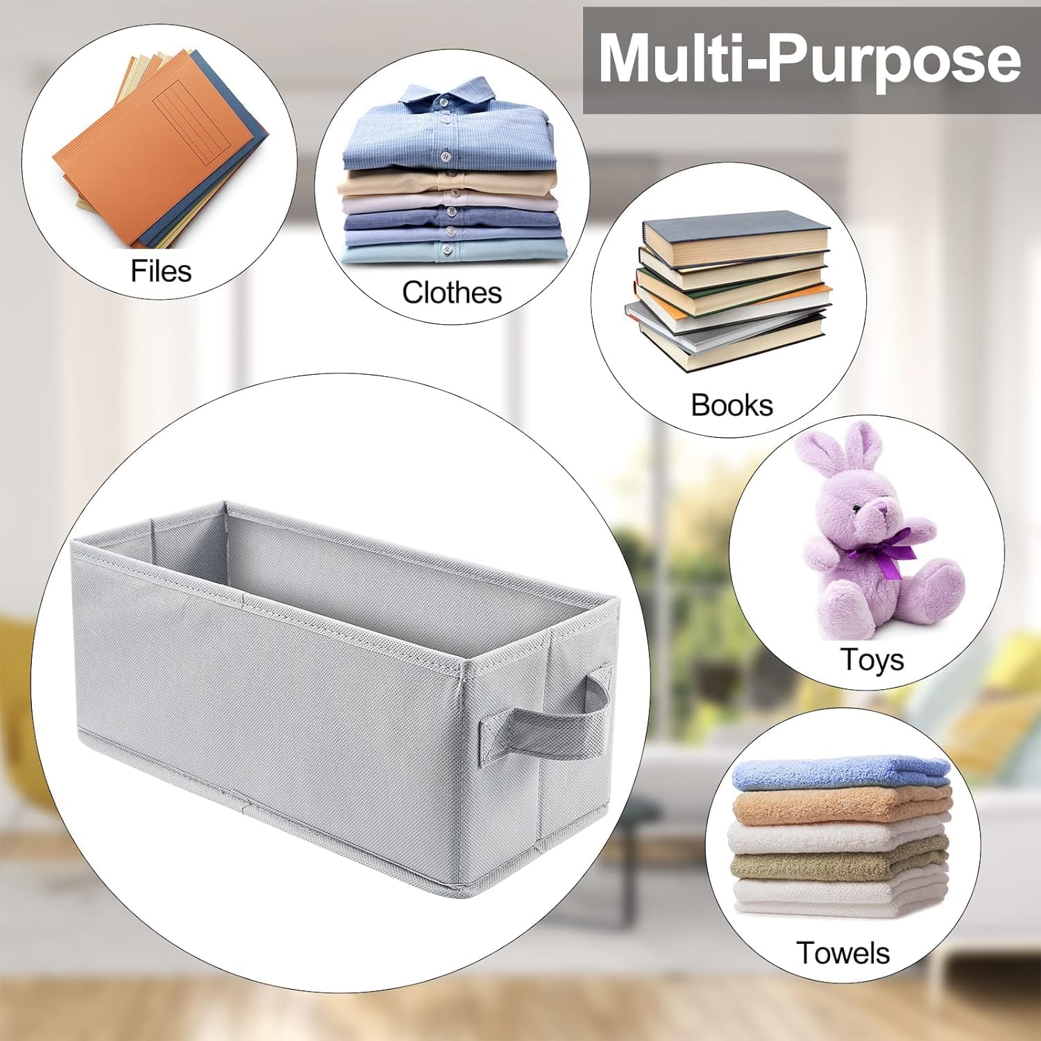 Detalle de UENTIP CD-Aufbewahrungsbox grau – 1 Stück, 33,5 x 15 x 13,5 cm mit Platz für CDs in Jewel-, Slim- und CD-Hüllen