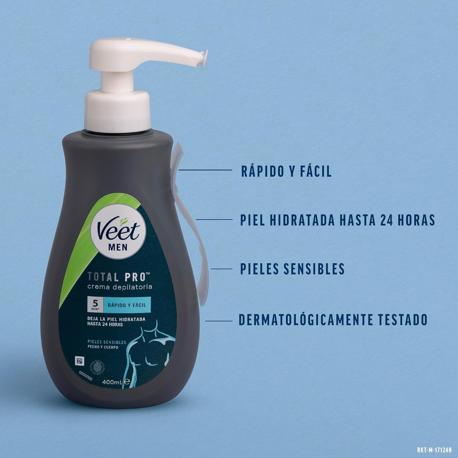 Detalle 2 de Veet Crema Depilatoria Hombre Piel Sensible 400 ml