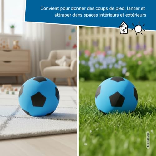 Thumbnail 3 de alldoro Balle en Mousse Bleue Ø 20 cm – Ballon de Foot Souple pour Enfants
