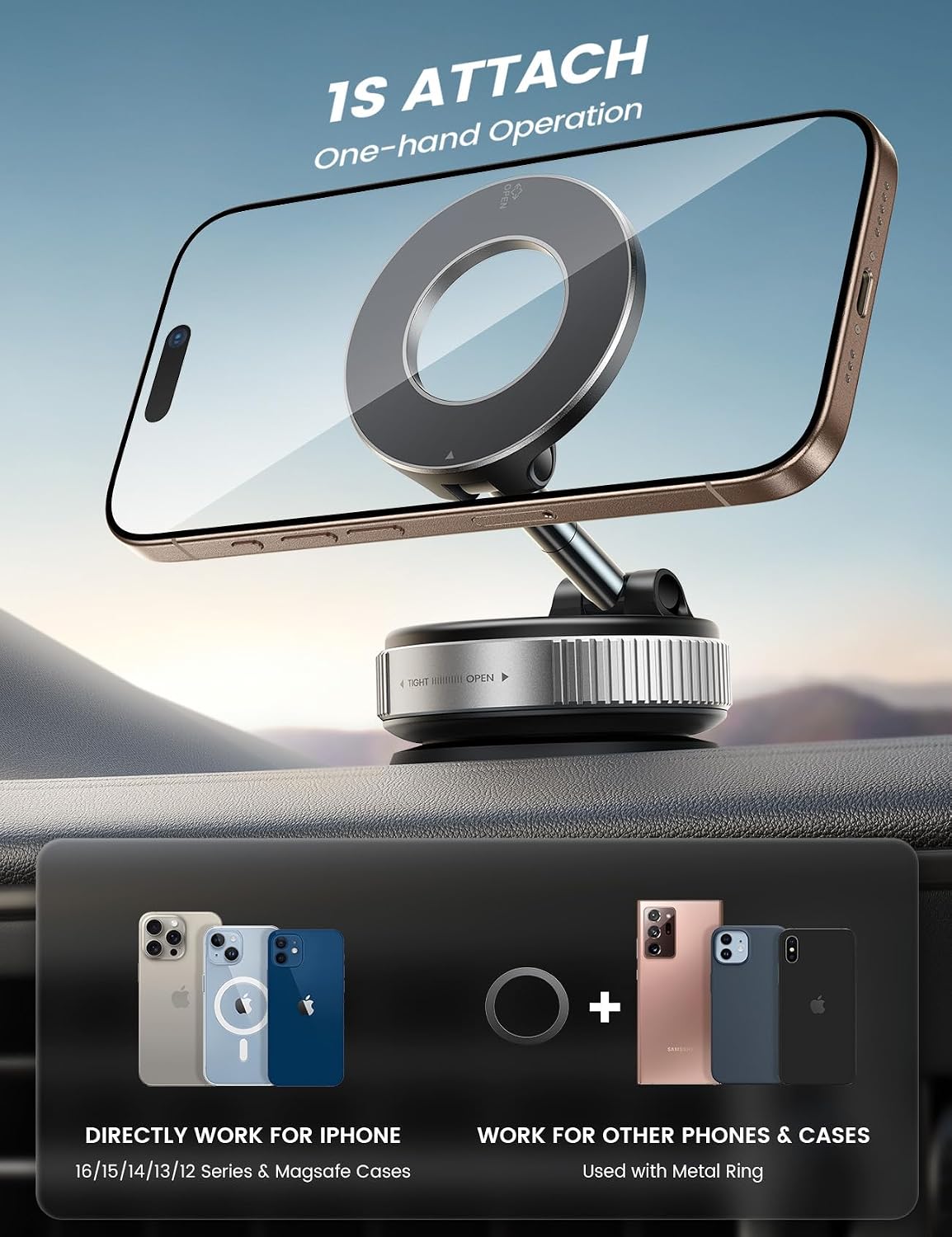 Thumbnail 4 de Lamicall Vacuum Magnetic Car Phone Holder 4.4lbs