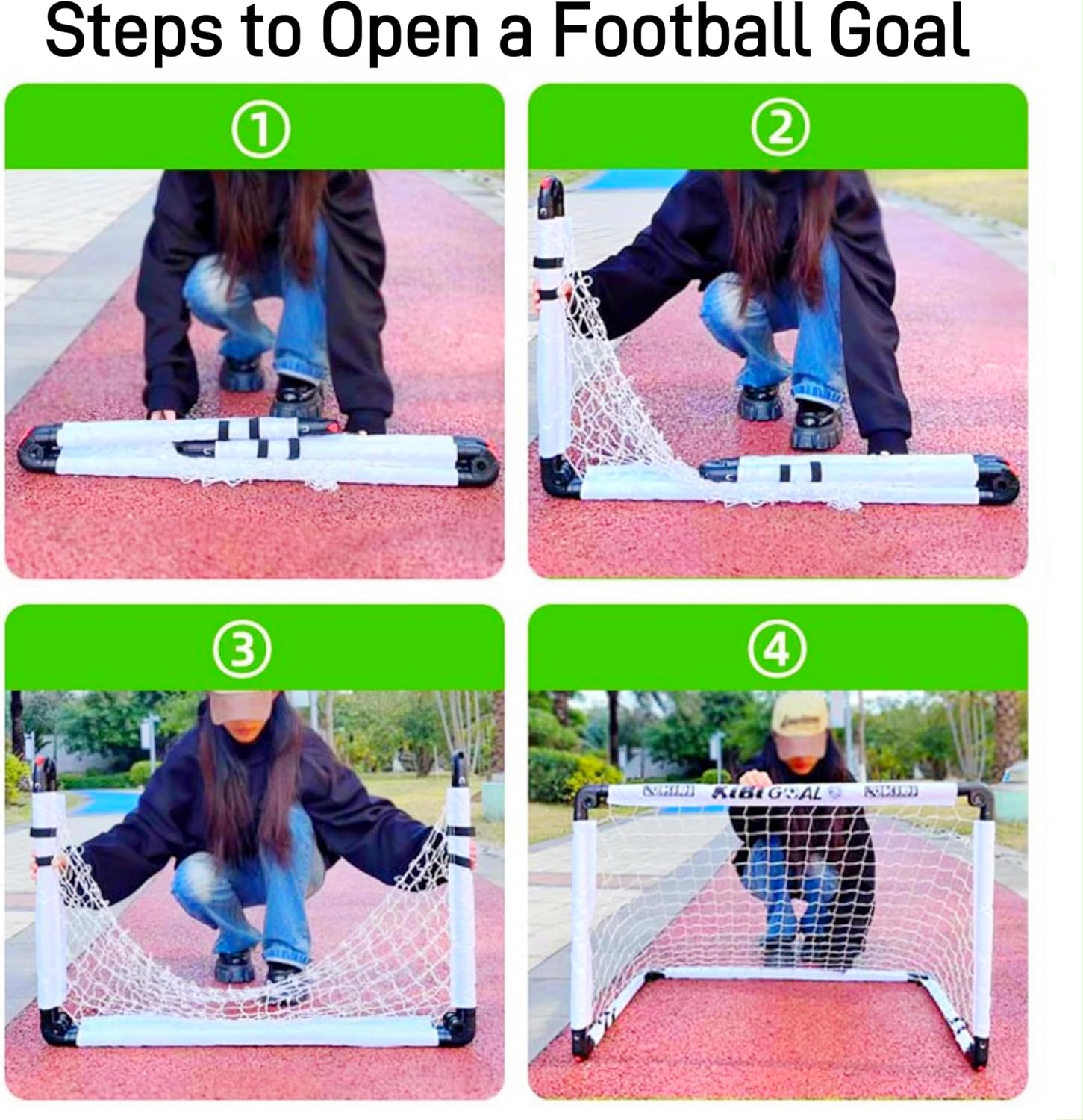 Detalle 2 de KiBiGOAL foldable kids football goal set (indoor & outdoor) with pump, carry bag and No. 3 ball