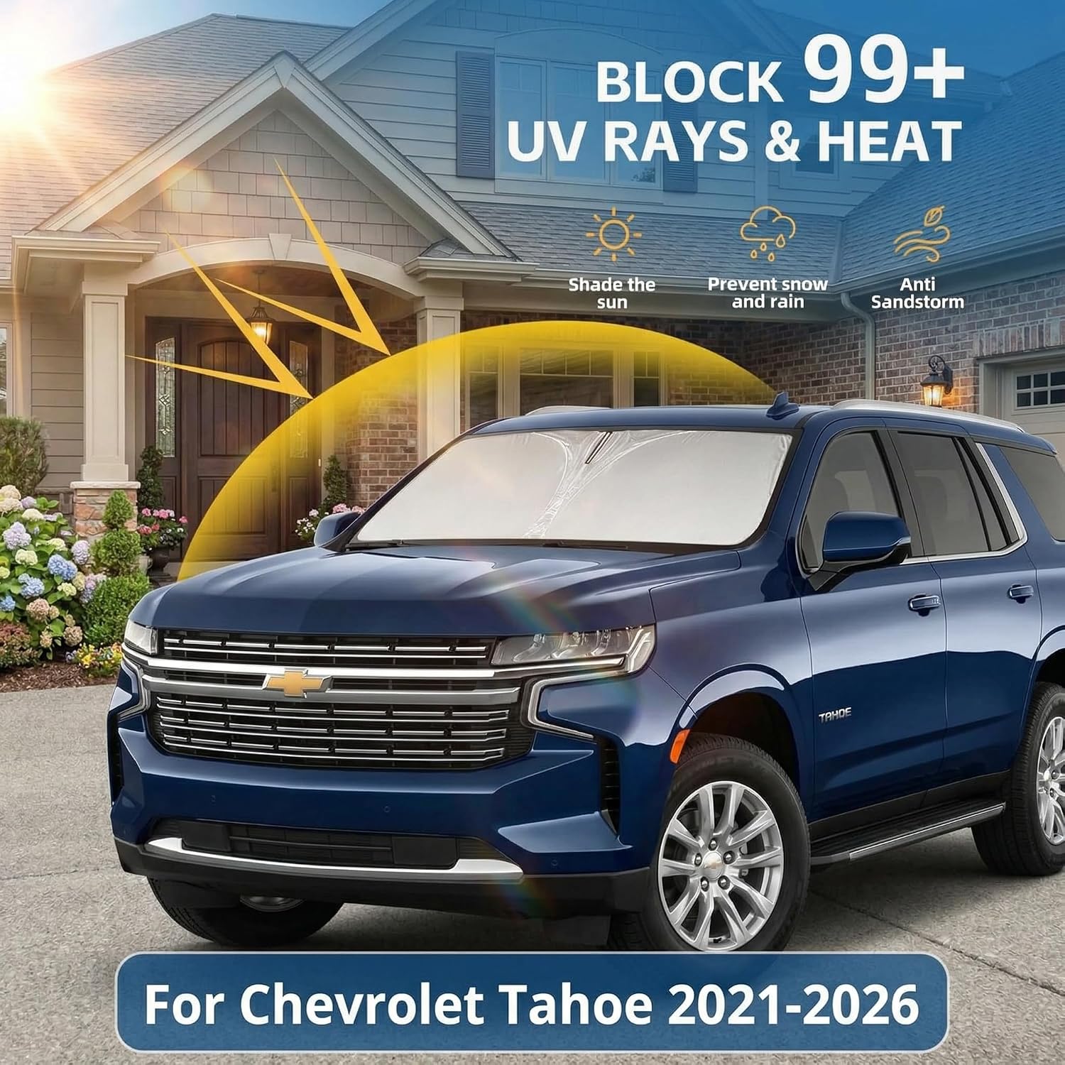 Thumbnail 1 de Windshield Sun Shade for Chevy Tahoe (2021–2026) – Custom Fit Front Window Shade