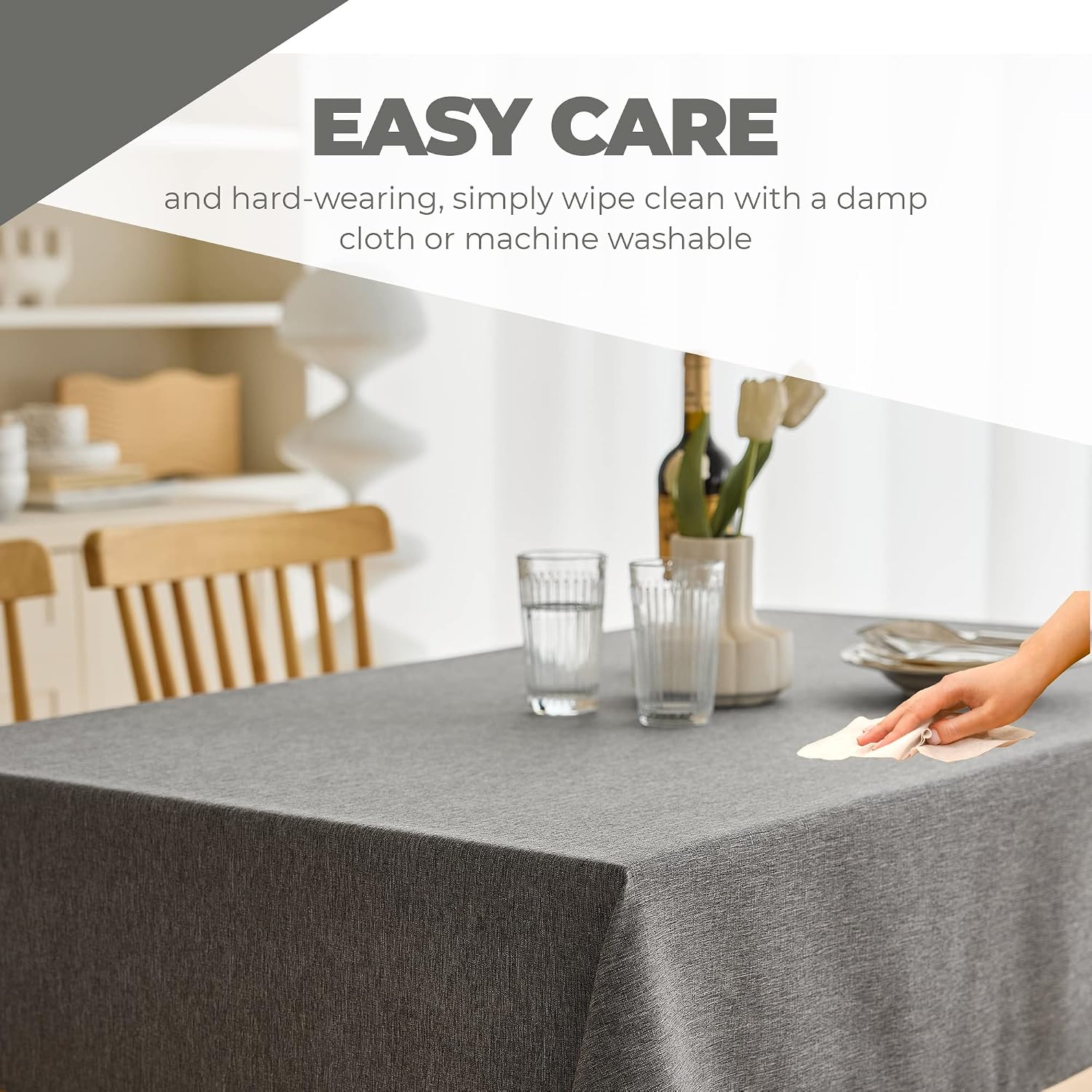 Detalle 2 de Decorelia Faux Linen Tablecloth 144 x 60 Inches