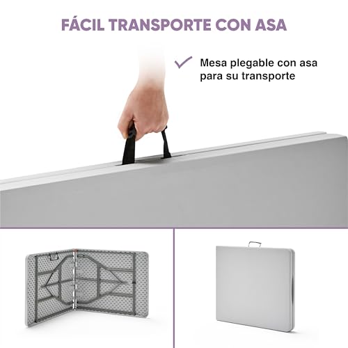 Thumbnail 9 de KG KITGARDEN Mesa Plegable Portátil Multifuncional 122x60cm – Blanco