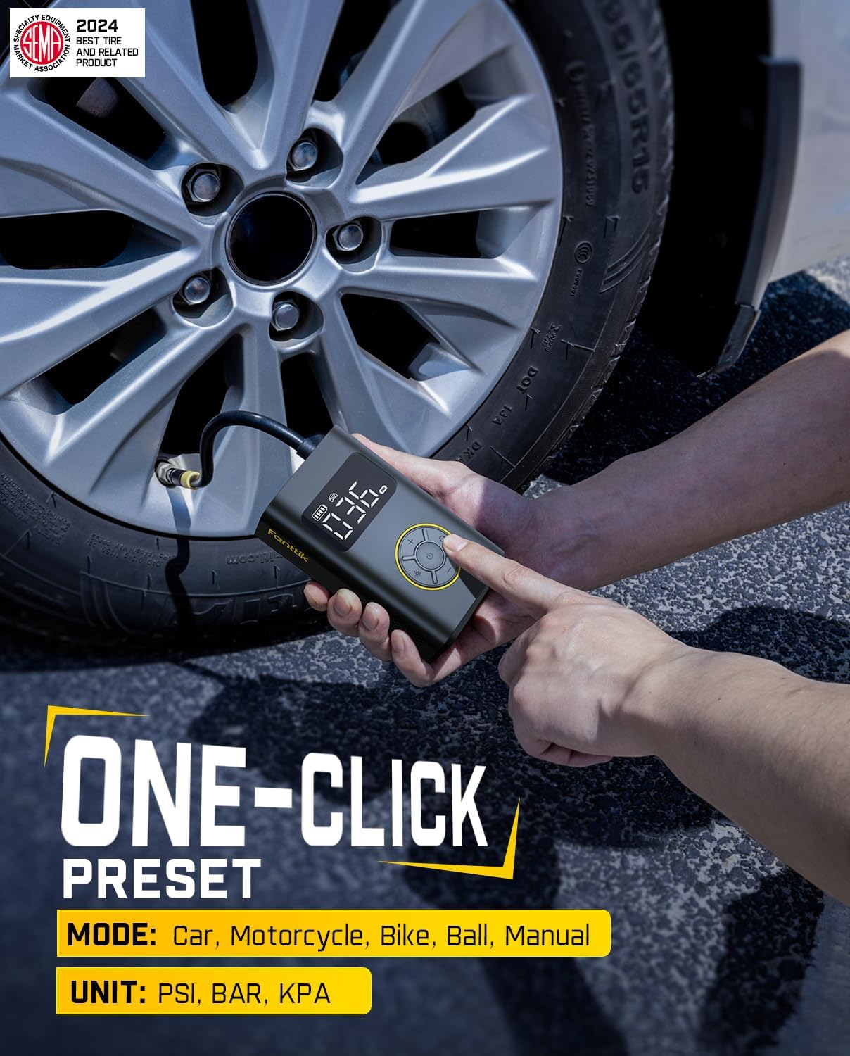 Thumbnail 6 de Fanttik X9 Pro Portable Tire Inflator (150 PSI) with Digital Gauge for Car, Bike and More