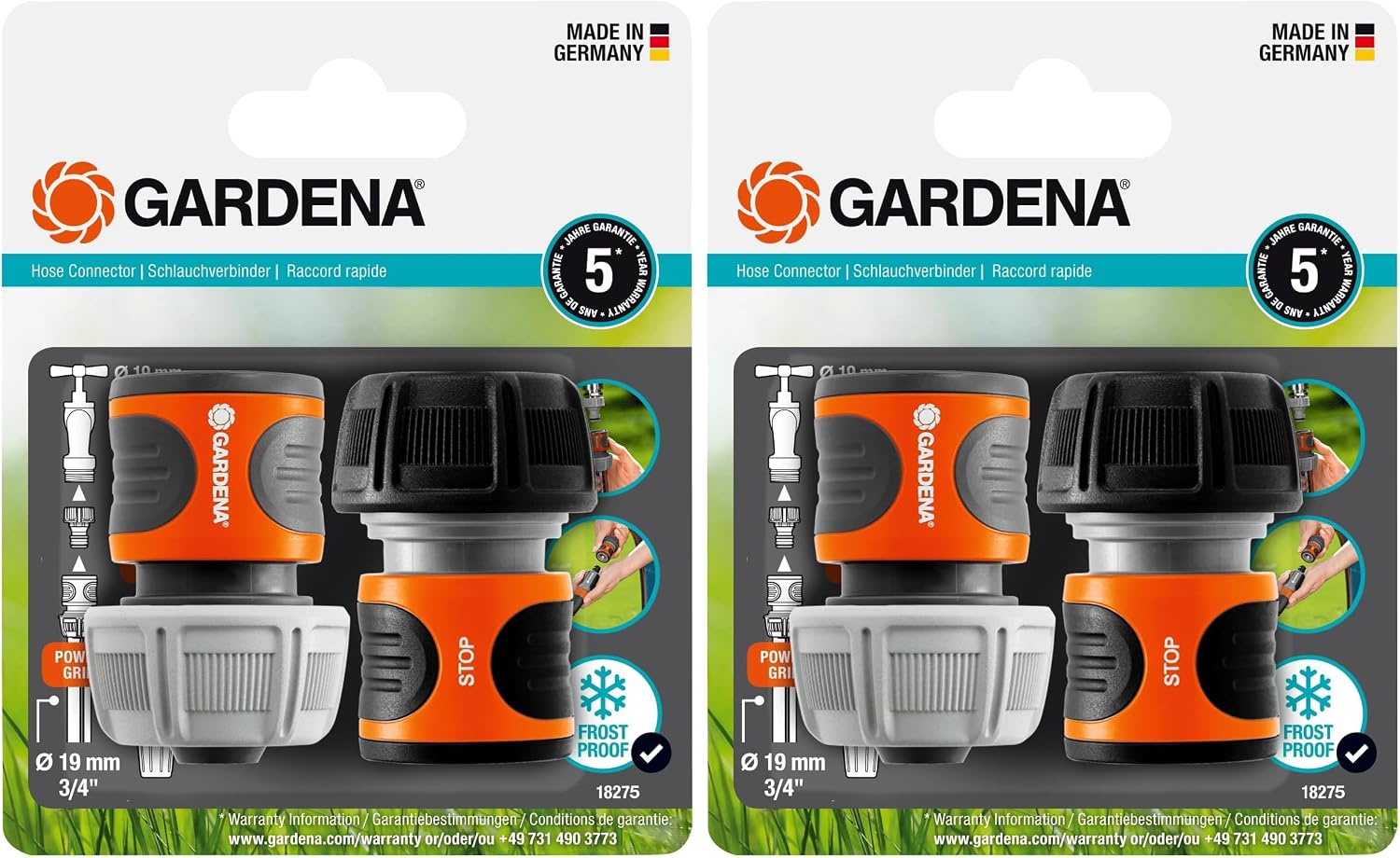 Detalle 2 de Gardena Schlauchverbinder-Satz 19 mm (3/4 Zoll) – zuverlässige Verbindung fürs Gartensystem