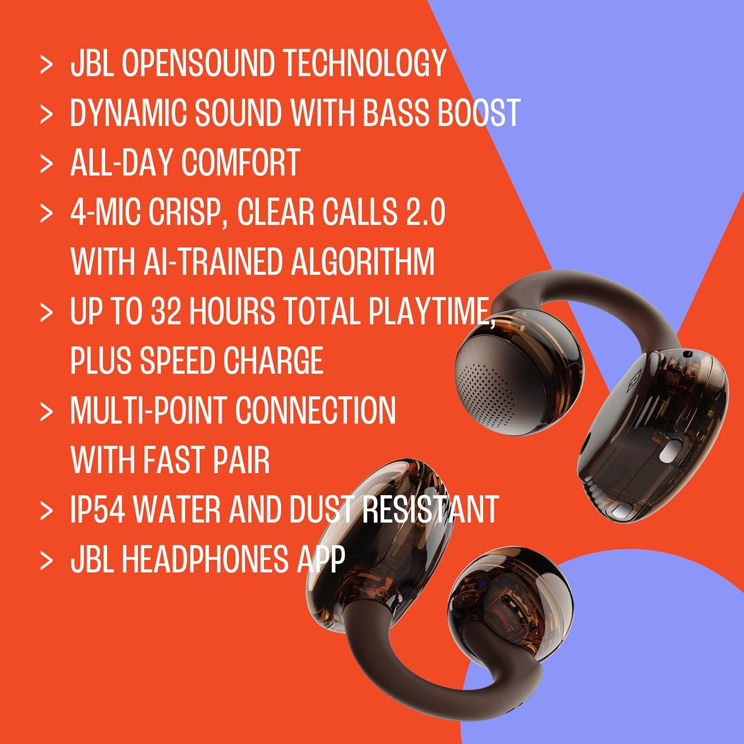 Detalle 2 de JBL Soundgear Clips True Wireless Open-Ear-Kopfhörer – SonicArc Design, Ghost Copper