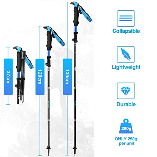 Detalle 2 de Anykuu Bâtons de Marche Nordique 2 PCS avec 14 Accessoires – Aluminium 7075, réglables 110–130 cm