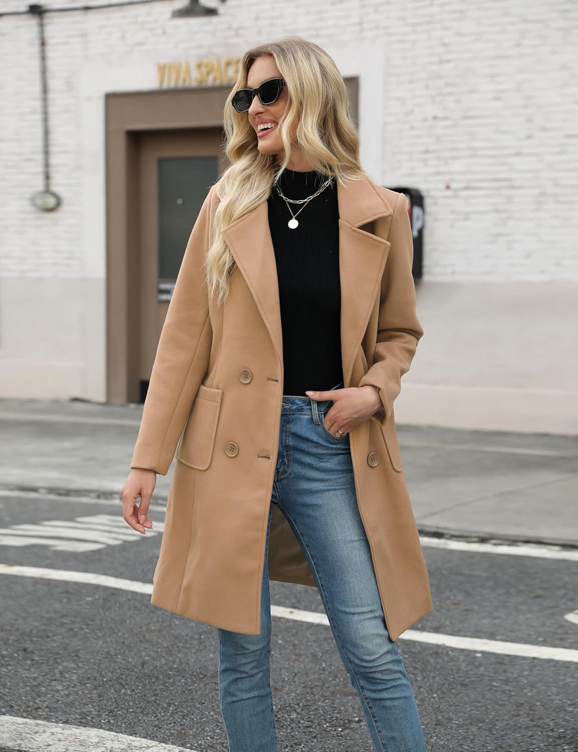 Thumbnail 4 de Bankeng Women Wool Blend Camel Mid-Long Coat