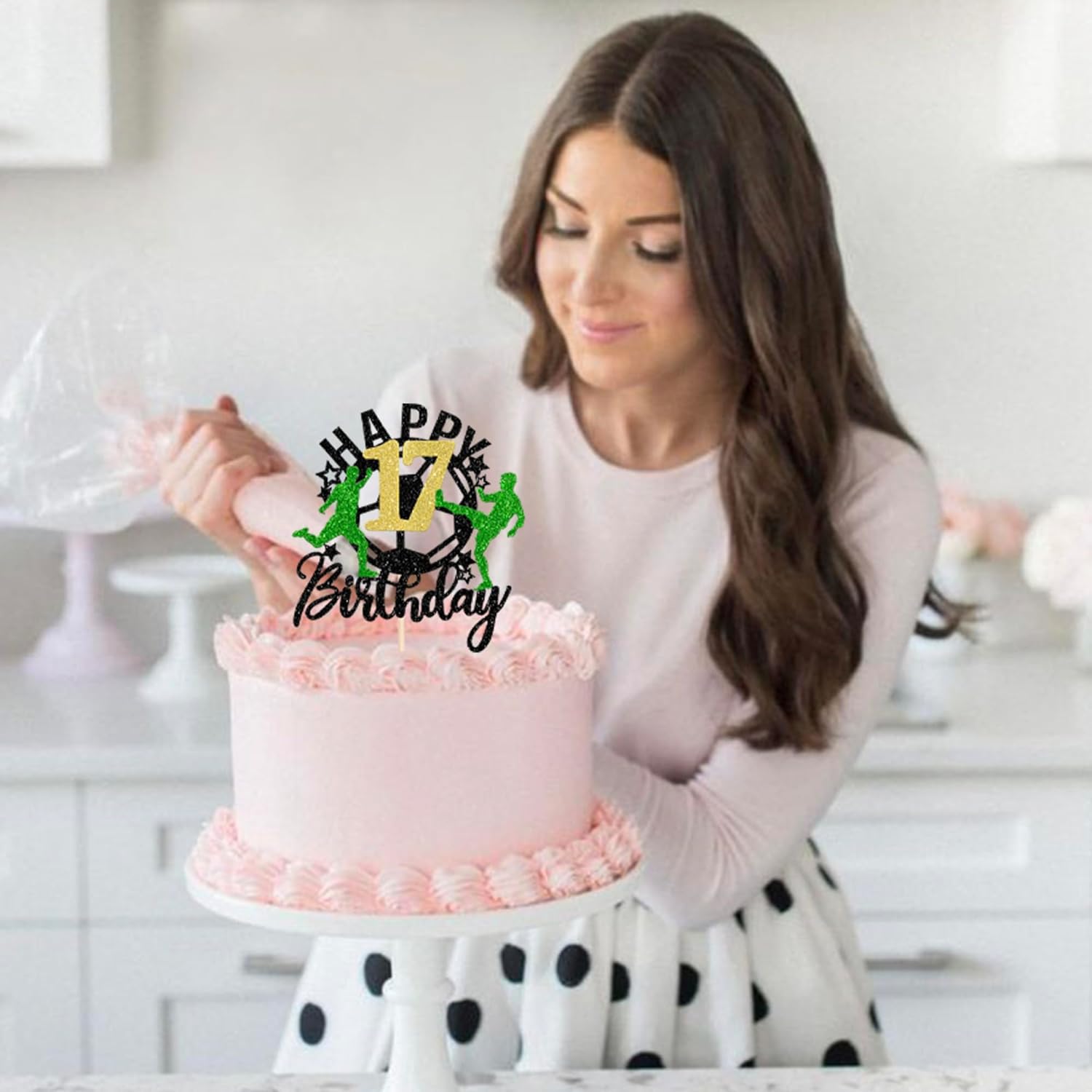 Thumbnail 3 de SYKYCTCY 13th Birthday Soccer Cake Topper set (1 pack) with stick