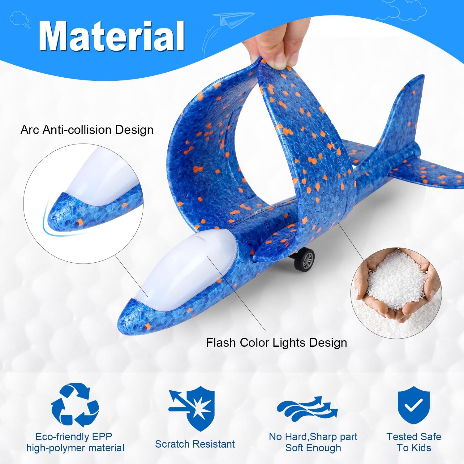 Detalle de TODARRUN Airplane Launcher Toy (3-pack) LED Foam Glider Catapult Planes with 2 Flight Modes