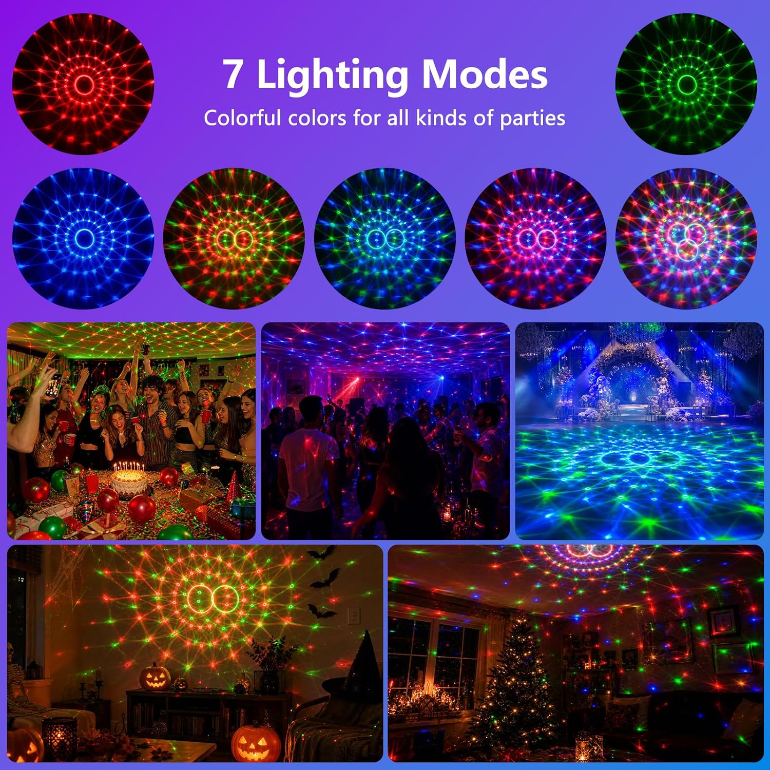 Thumbnail 2 de Gobikey Pack of 2: Lights 360° Rotation Sound Activated Disco Ball Lights