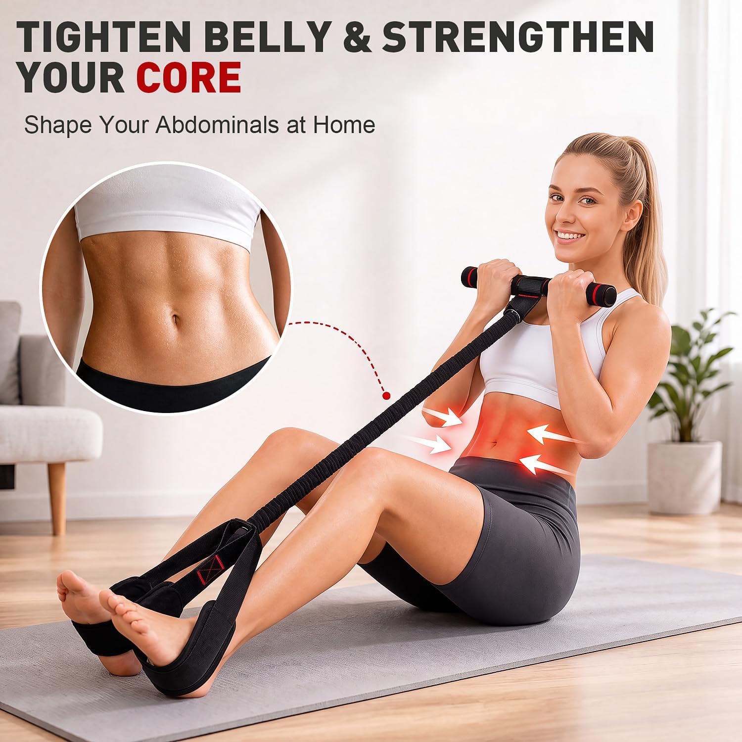 Detalle 2 de OQLXUW multifunction pedal resistance band with handles, 55 lb, 3 levels