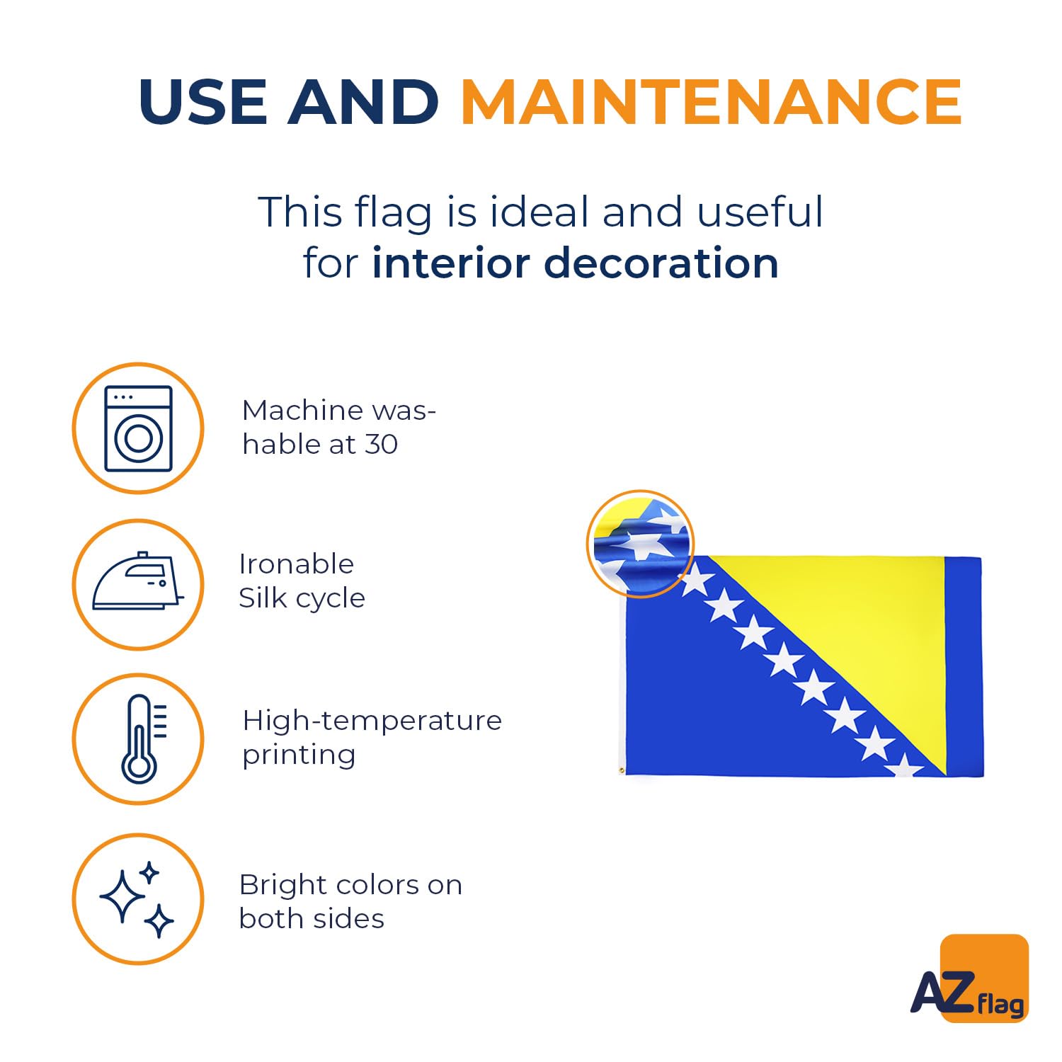 Detalle 1 de AZ FLAG Bosnische vlag 150 x 90 cm van licht polyester met metalen ogen