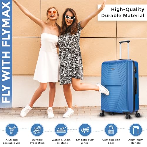 Detalle de FLYMAX 55x35x20 Cabin Suitcase: Lightweight Hard Shell Carry-On for UK Airlines