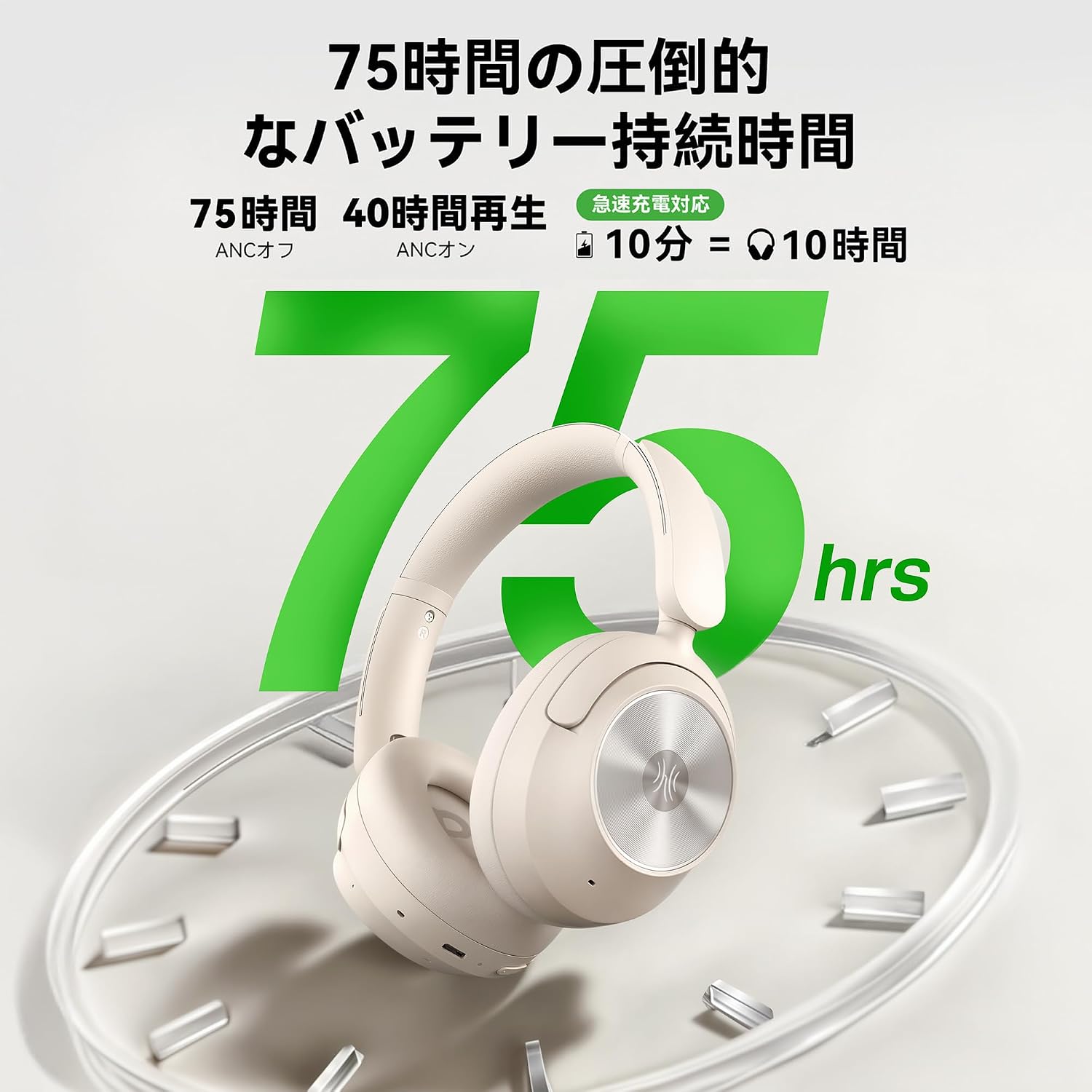 Detalle 2 de OneOdio Focus A6 ワイヤレスノイズキャンセリングヘッドホン ホワイト、Bluetooth 6.0・LDAC対応
