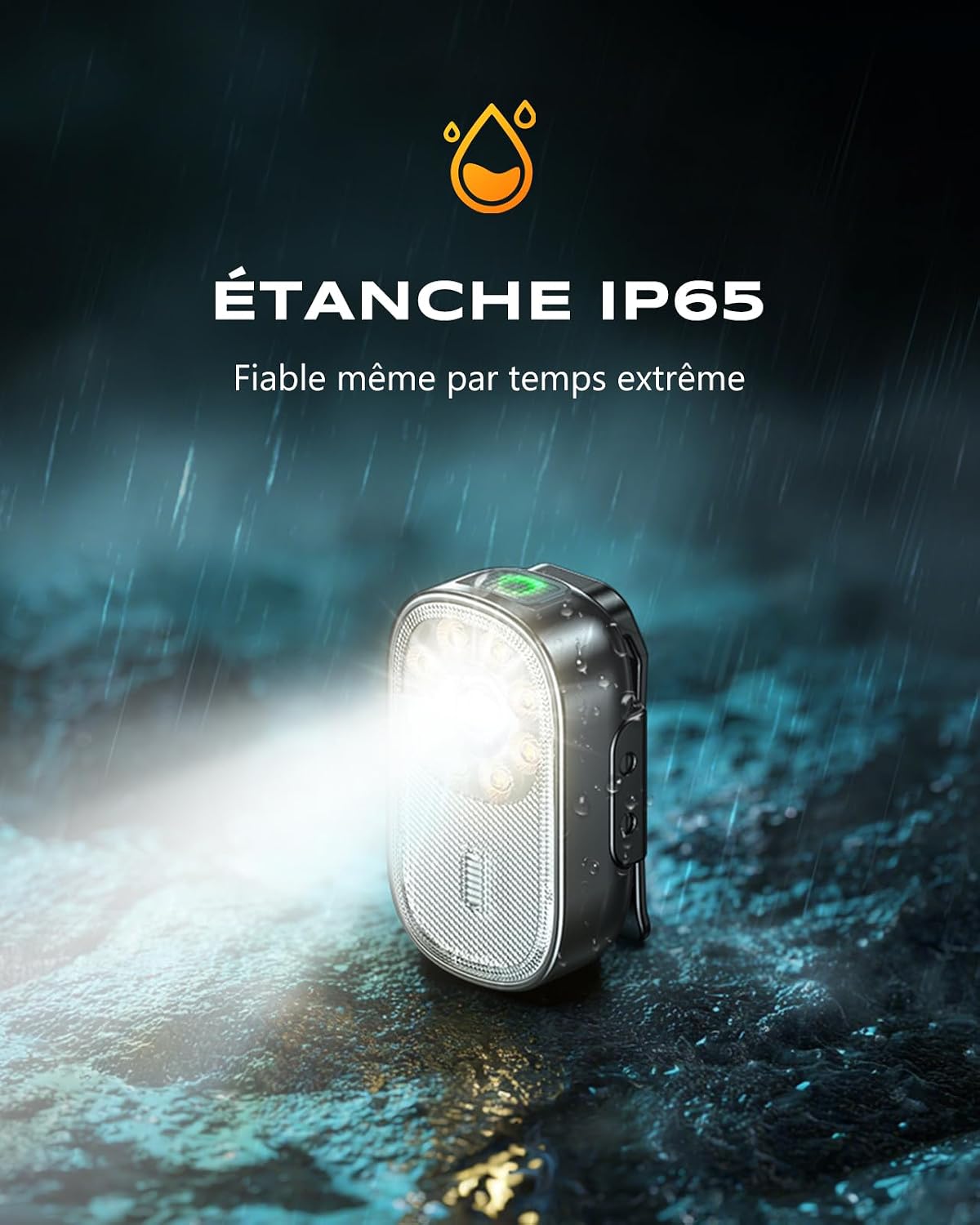 Detalle 2 de CIRYCASE X30 clipzaklamp met 10 lichtstanden, spotlicht en IP65