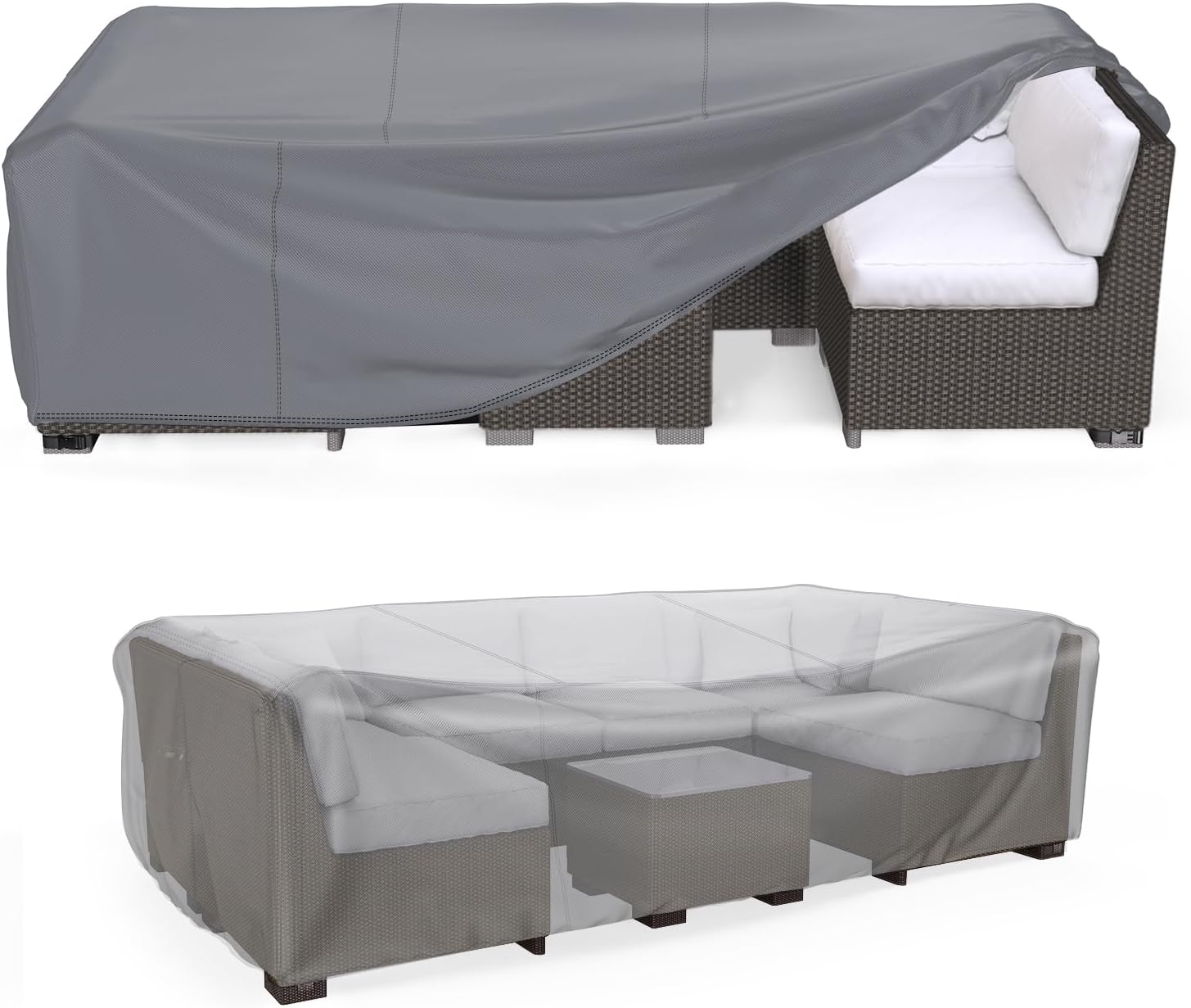 Detalle de Mrrihand MHD-238 Patio Furniture Cover, 108"L x 82"W x 28"H, Gray