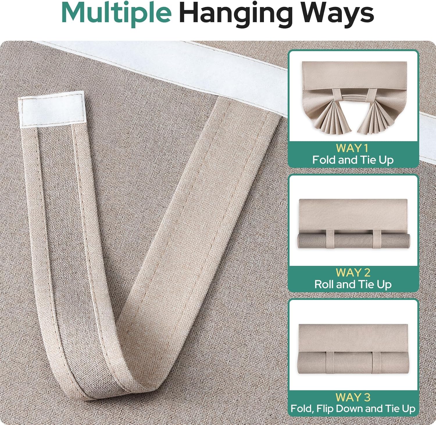 Thumbnail 6 de HOMEIDEAS 100% Natural Linen Blackout French Door Curtains (1 Panel) — Room Darkening Privacy Shade