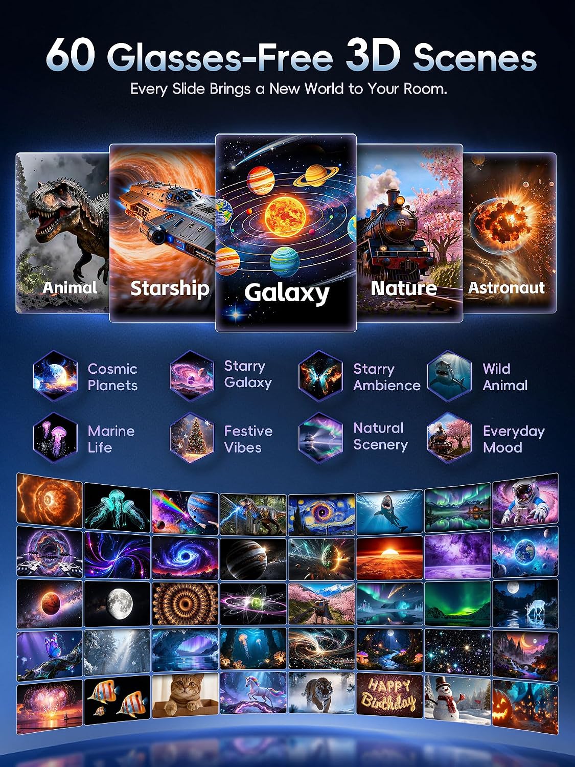 Detalle 2 de One Fire SK19 Pro 3D Galaxy Projector with 60 Scenes and Bluetooth Speaker