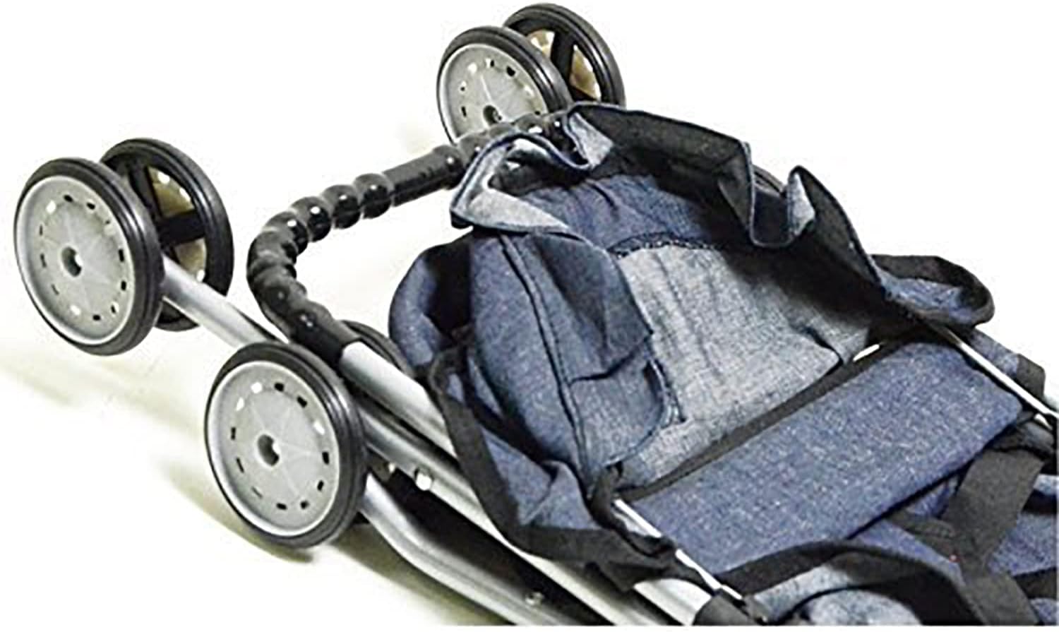 Detalle de My First Doll Stroller Denim for Baby Doll — Hood, Seat Belt & Foldable Design