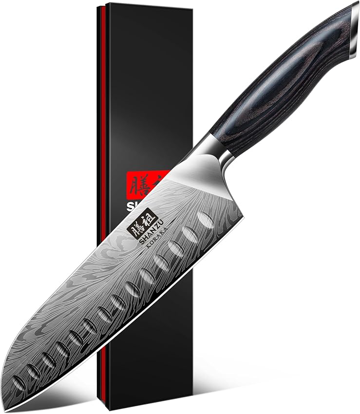 Detalle de SHAN ZU Cuchillo Santoku 18cm de Acero en Polvo 🍴