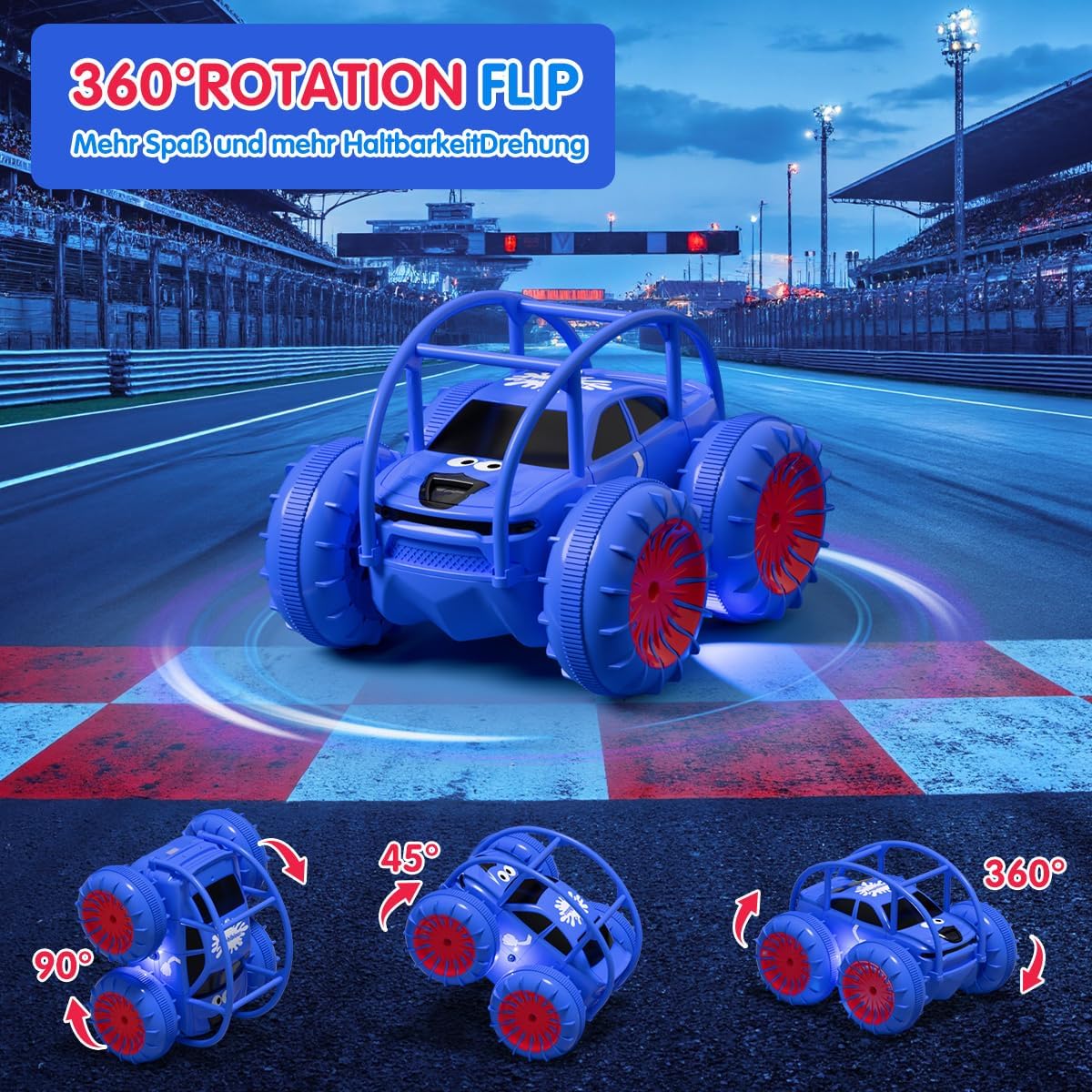 Detalle de ifollower Ferngesteuertes 4WD Amphibien-Monstertruck-Auto mit LED, 2,4GHz & 360° Drehung