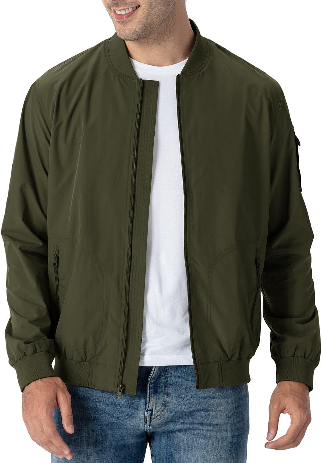 Detalle de Rdruko Men’s Lightweight Bomber Jacket Windbreaker with Full-Zip and 5 Pockets