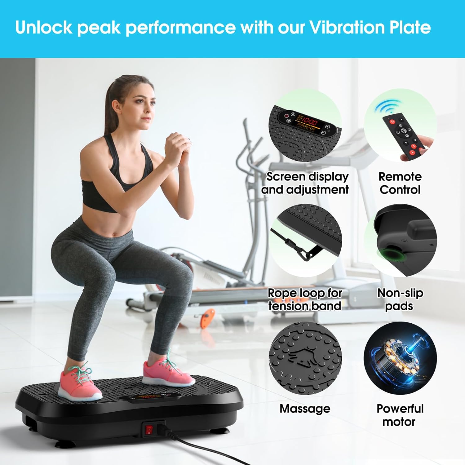 Detalle de SoftGym vibration plate exercise machine for lymphatic drainage support (up to 450 lb capacity)