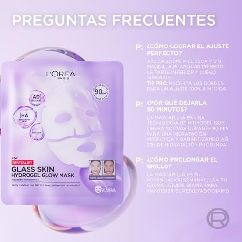 Thumbnail 10 de L'Oréal Paris Revitalift Filler Glass Skin Mascarilla Facial Hidrogel – Pack 4
