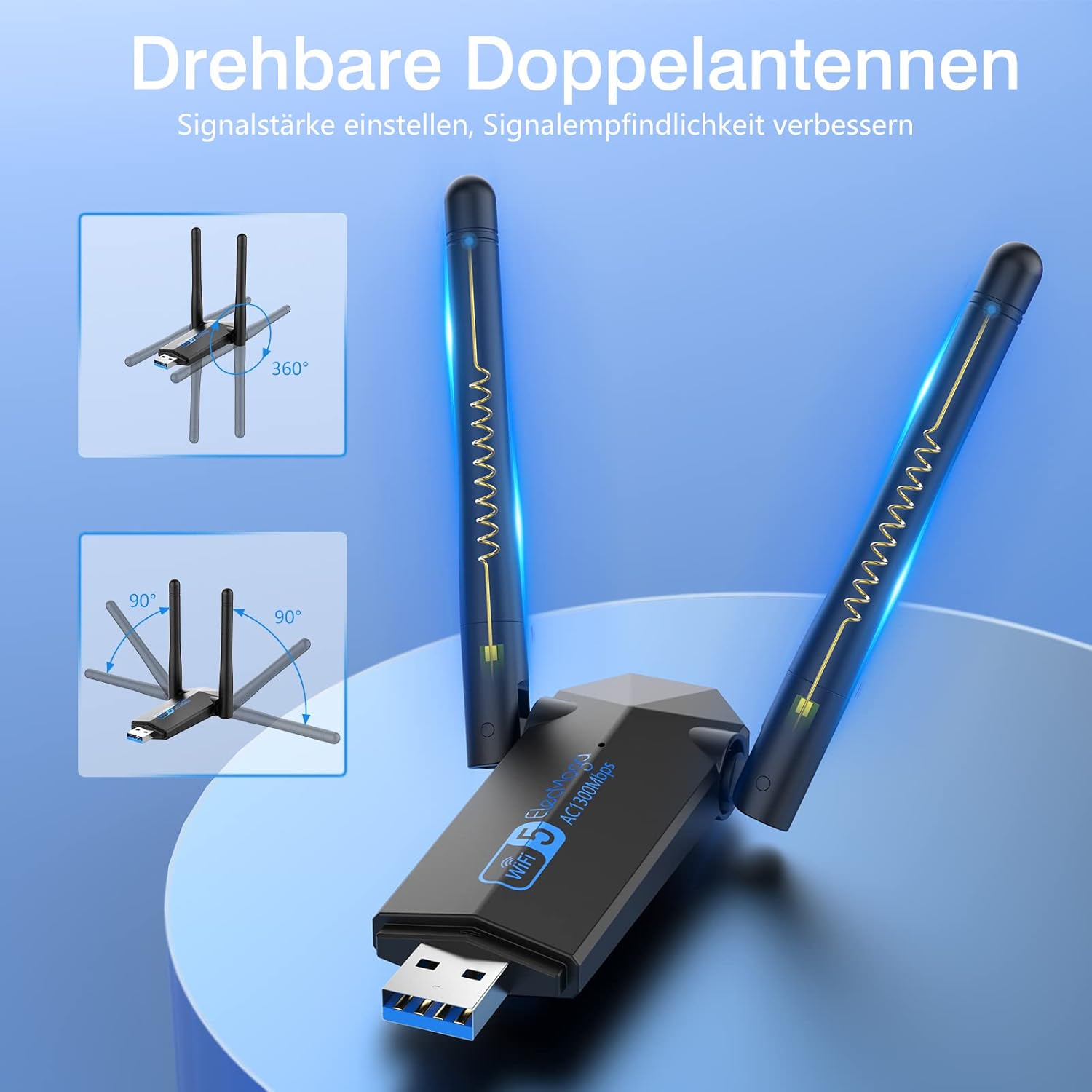 Thumbnail 6 de ElecMoga 1300Mbps USB WLAN Stick