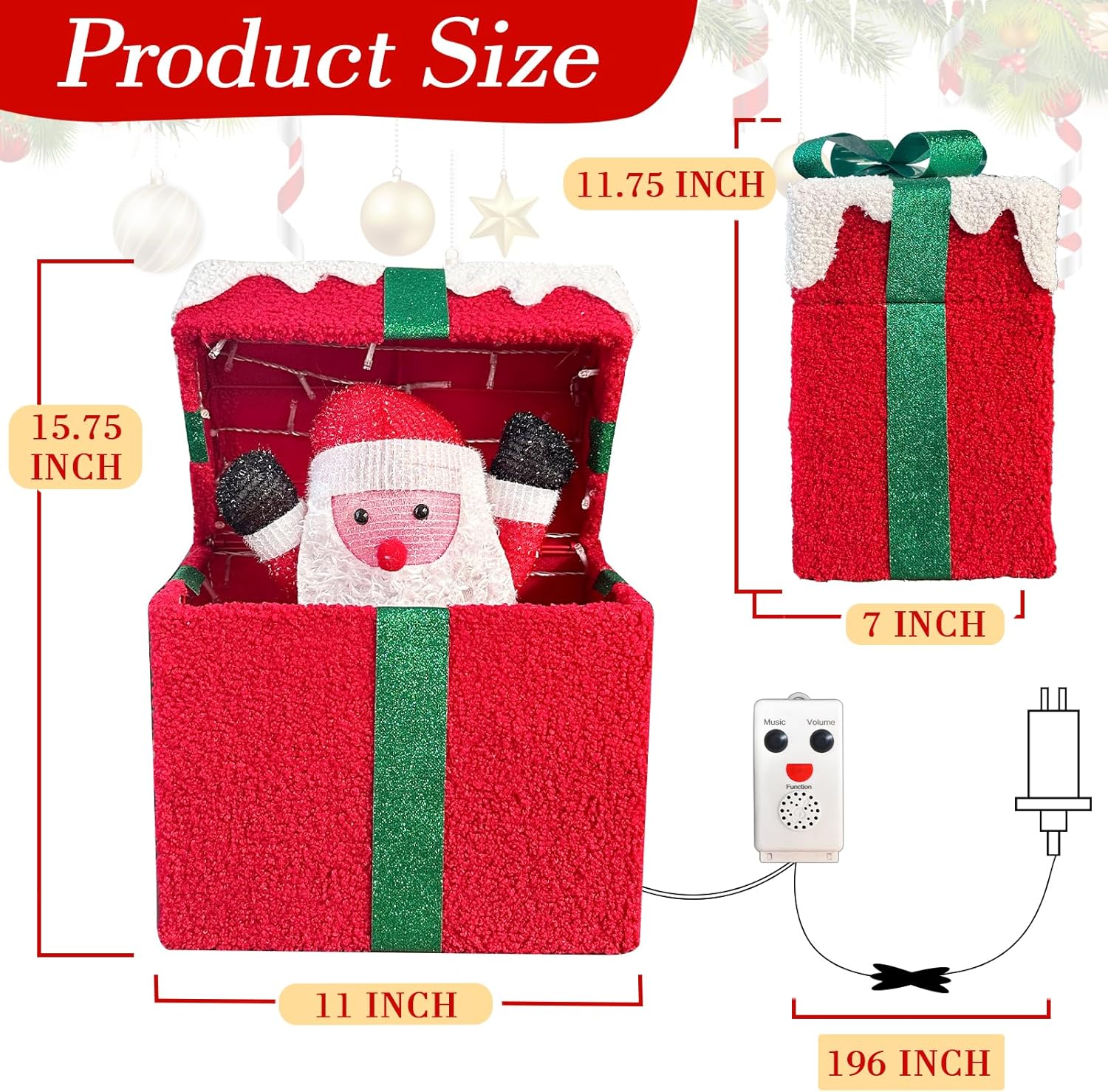Thumbnail 6 de PEIDUO 806047-7-16 Animated Christmas Santa Gift Box with 48 Warm LEDs