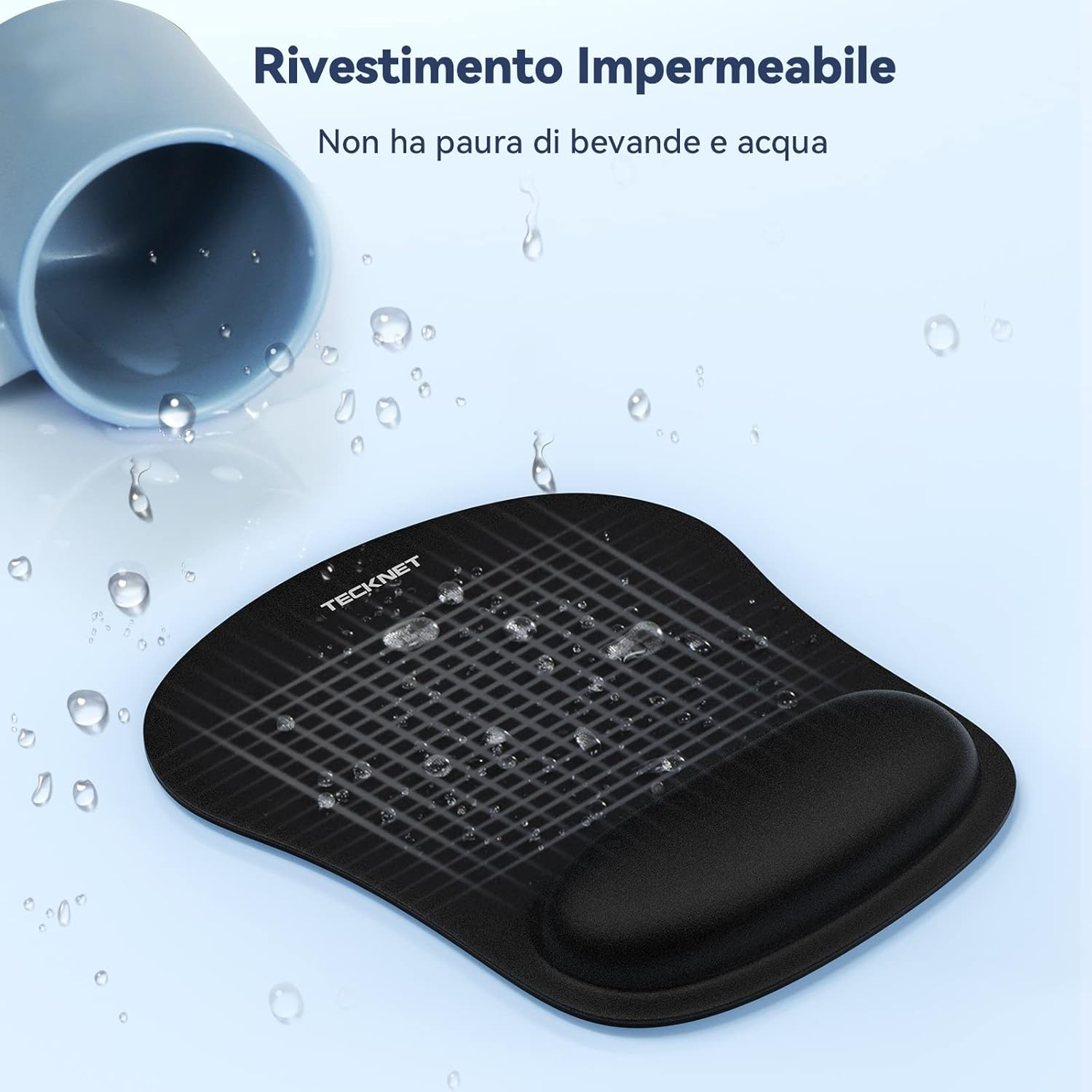 Thumbnail 3 de TECKNET Tappetino Mouse con Poggiapolsi – Memory Foam, superfice setosa e base antiscivolo